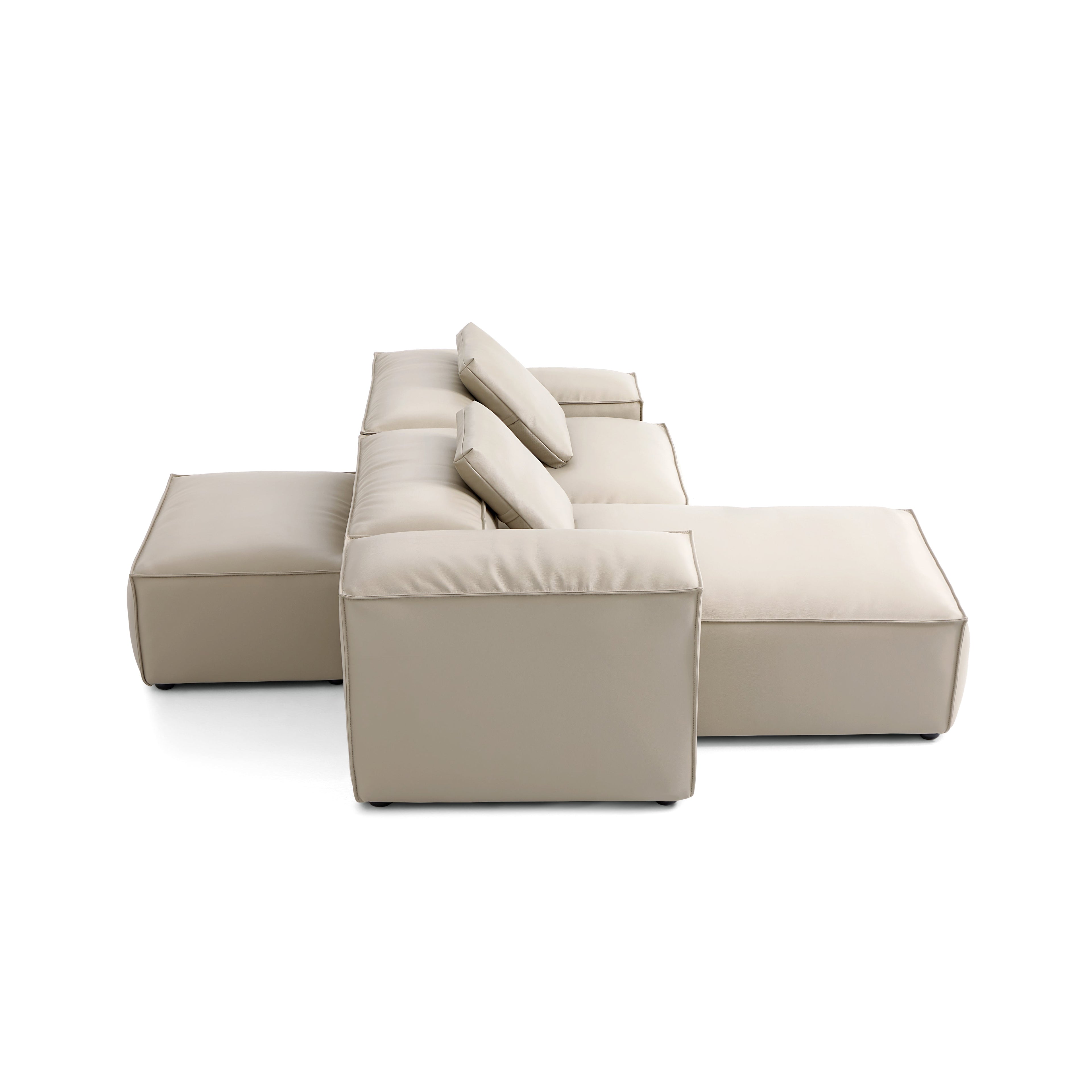 Cube Modular Black Genuine Leather Double-Sided Sectional