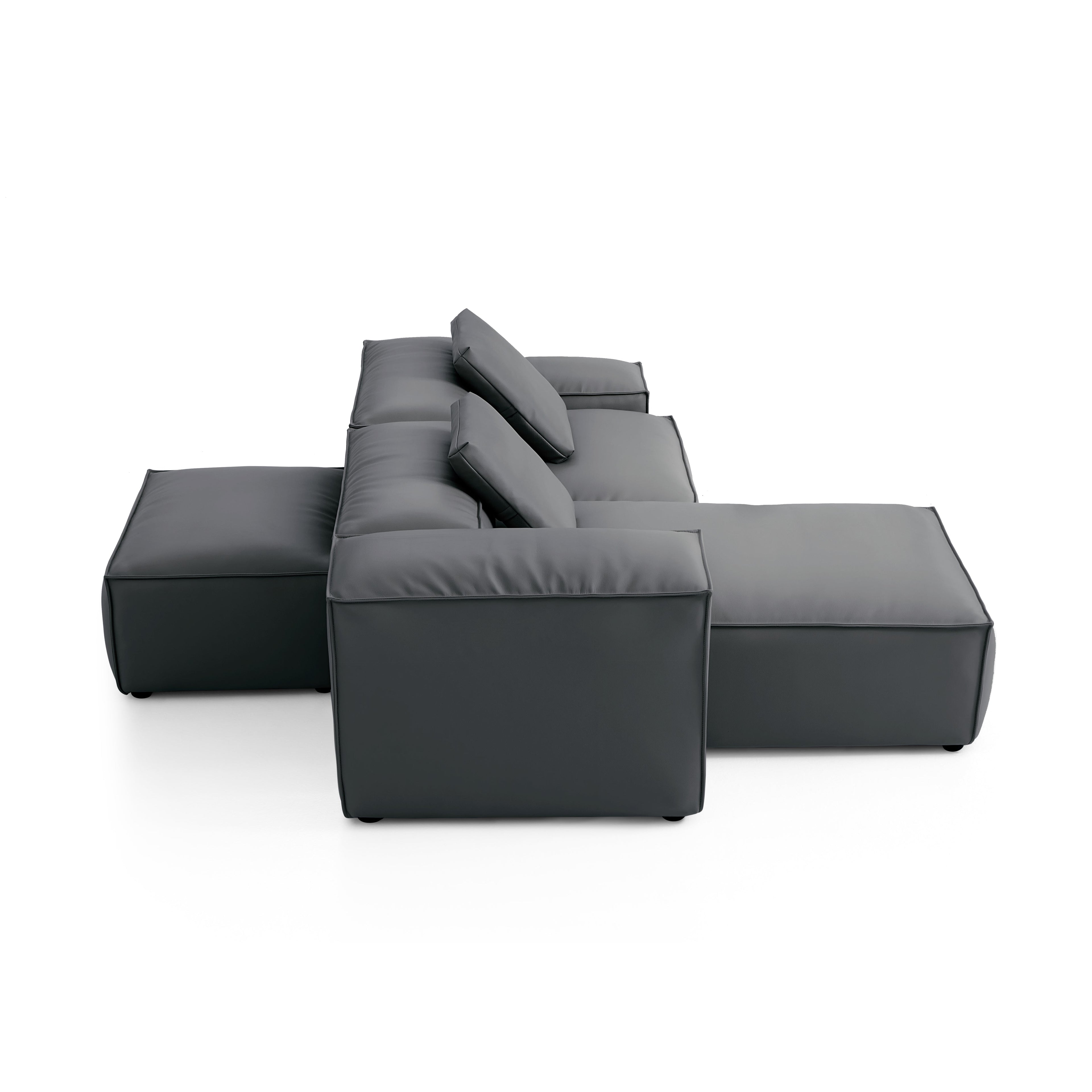 Cube Modular Brown Genuine Leather Double-Sided Sectional