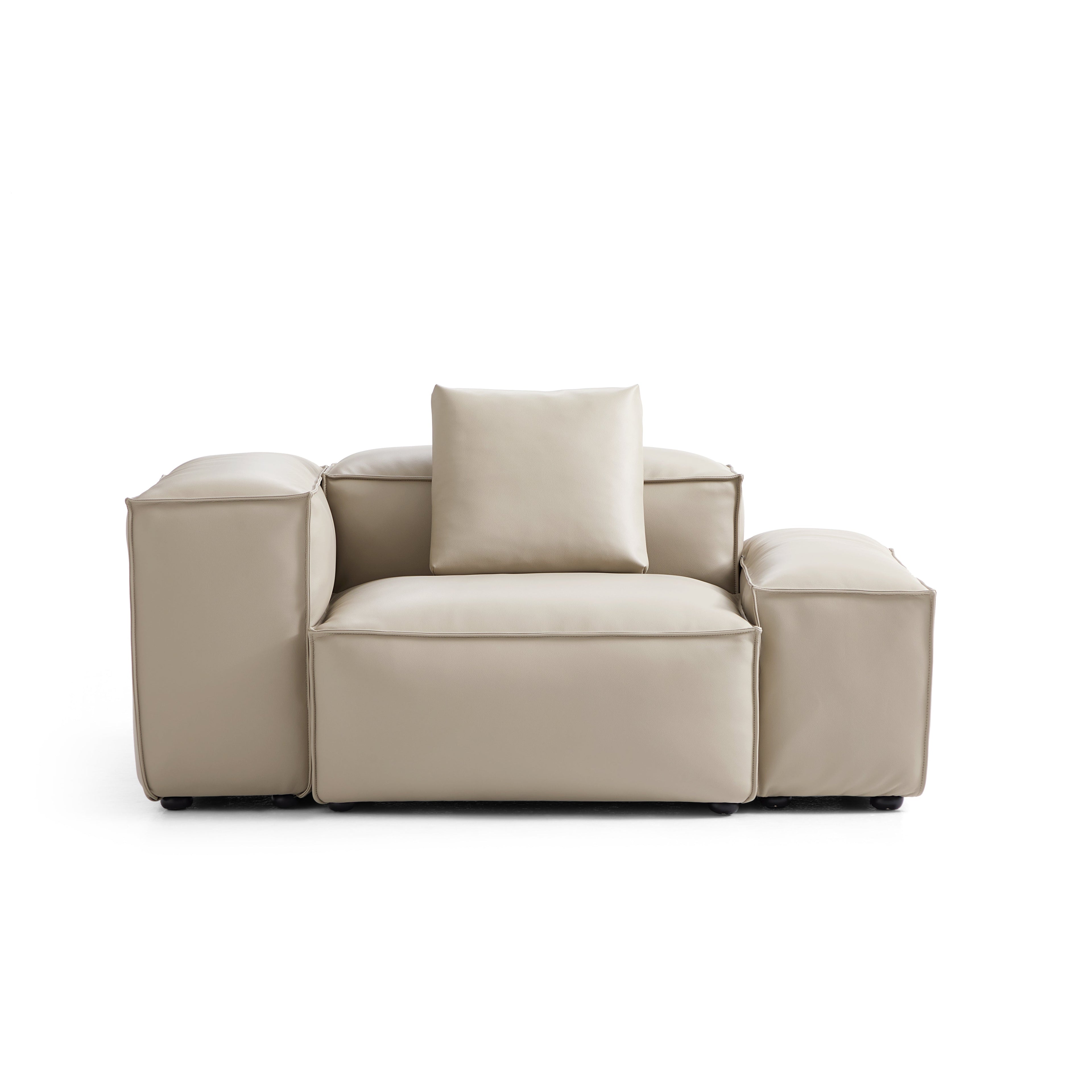 Cube Modular Beige Genuine Leather Armchair