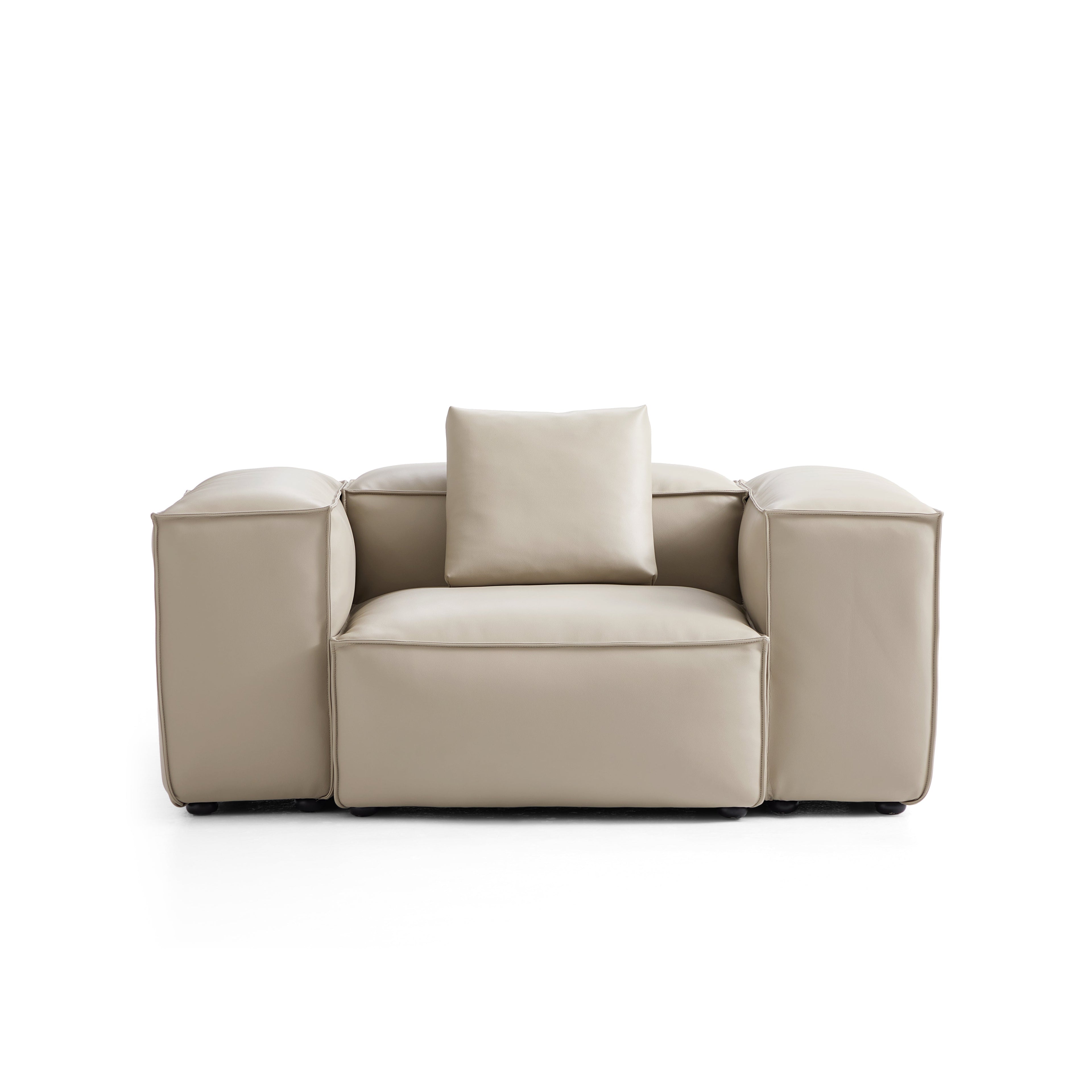 Cube Modular Black Genuine Leather Armchair
