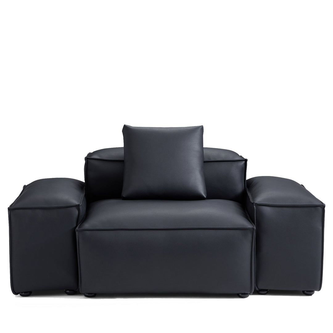 Cube Modular Black Genuine Leather Armchair