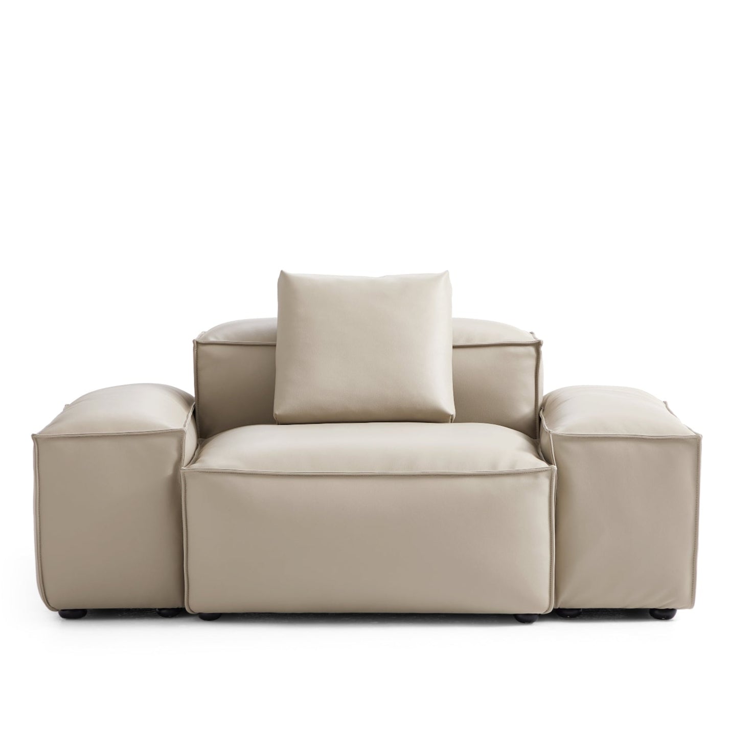 Cube Modular Black Genuine Leather Armchair