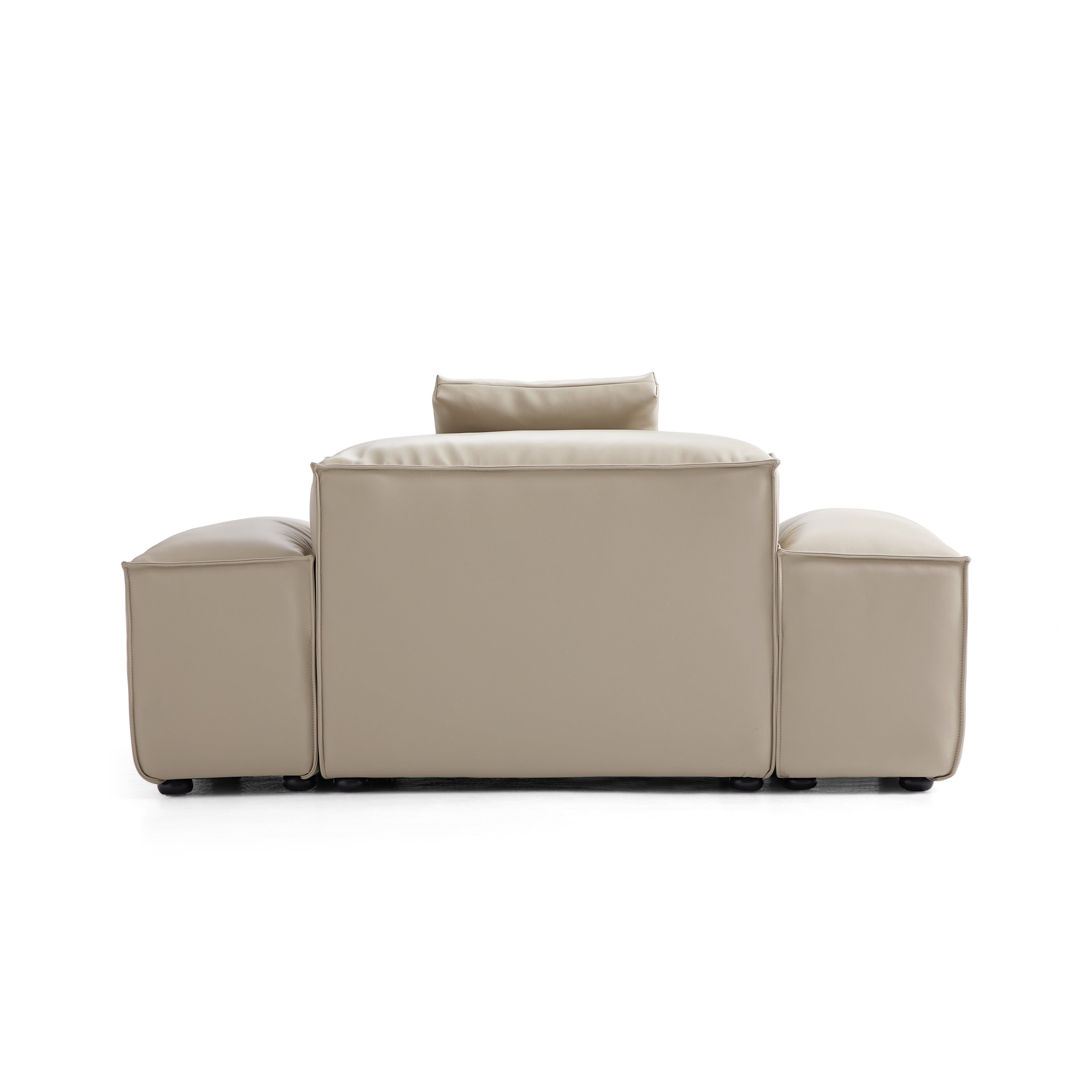 Cube Modular Beige Genuine Leather Armchair