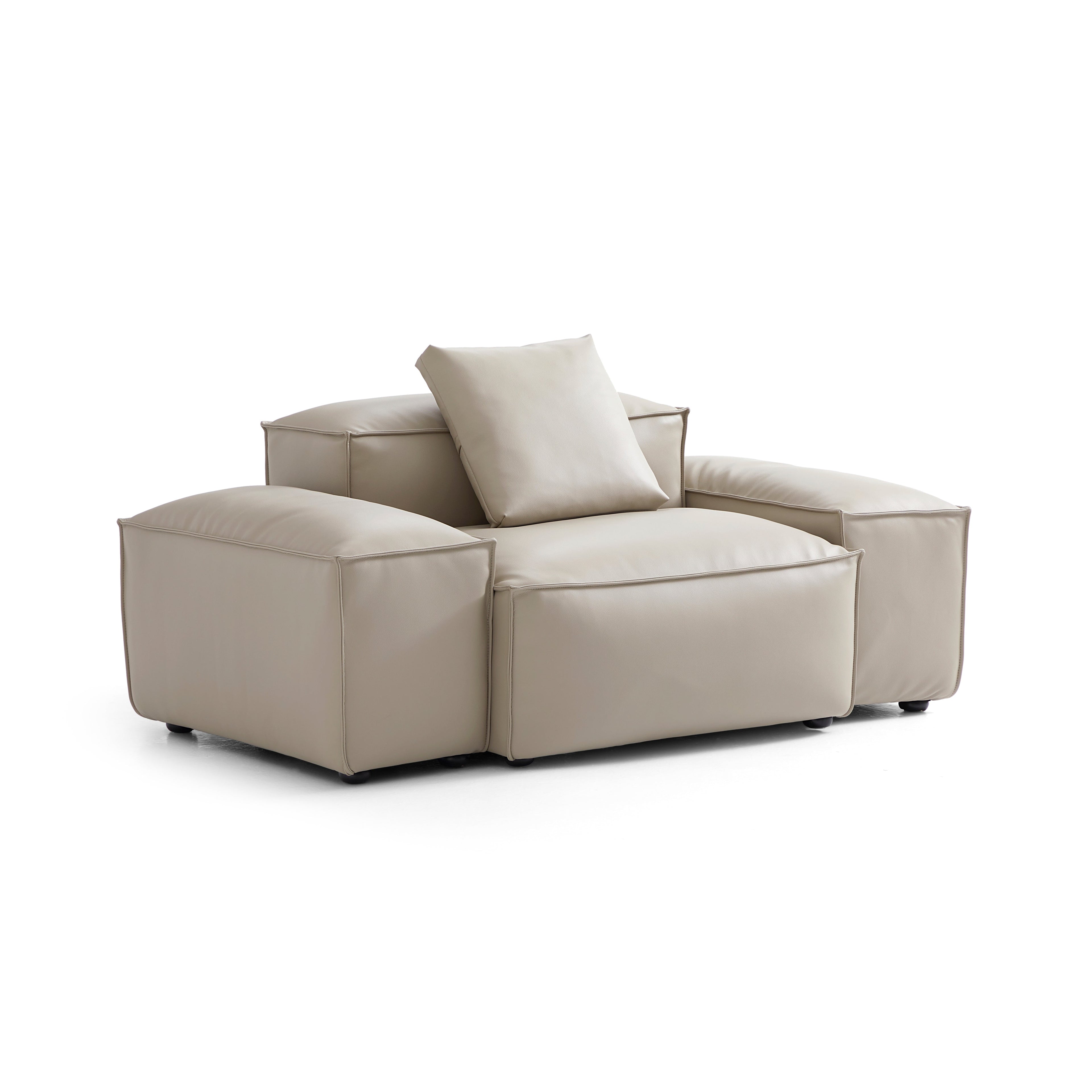 Cube Modular Beige Genuine Leather Armchair