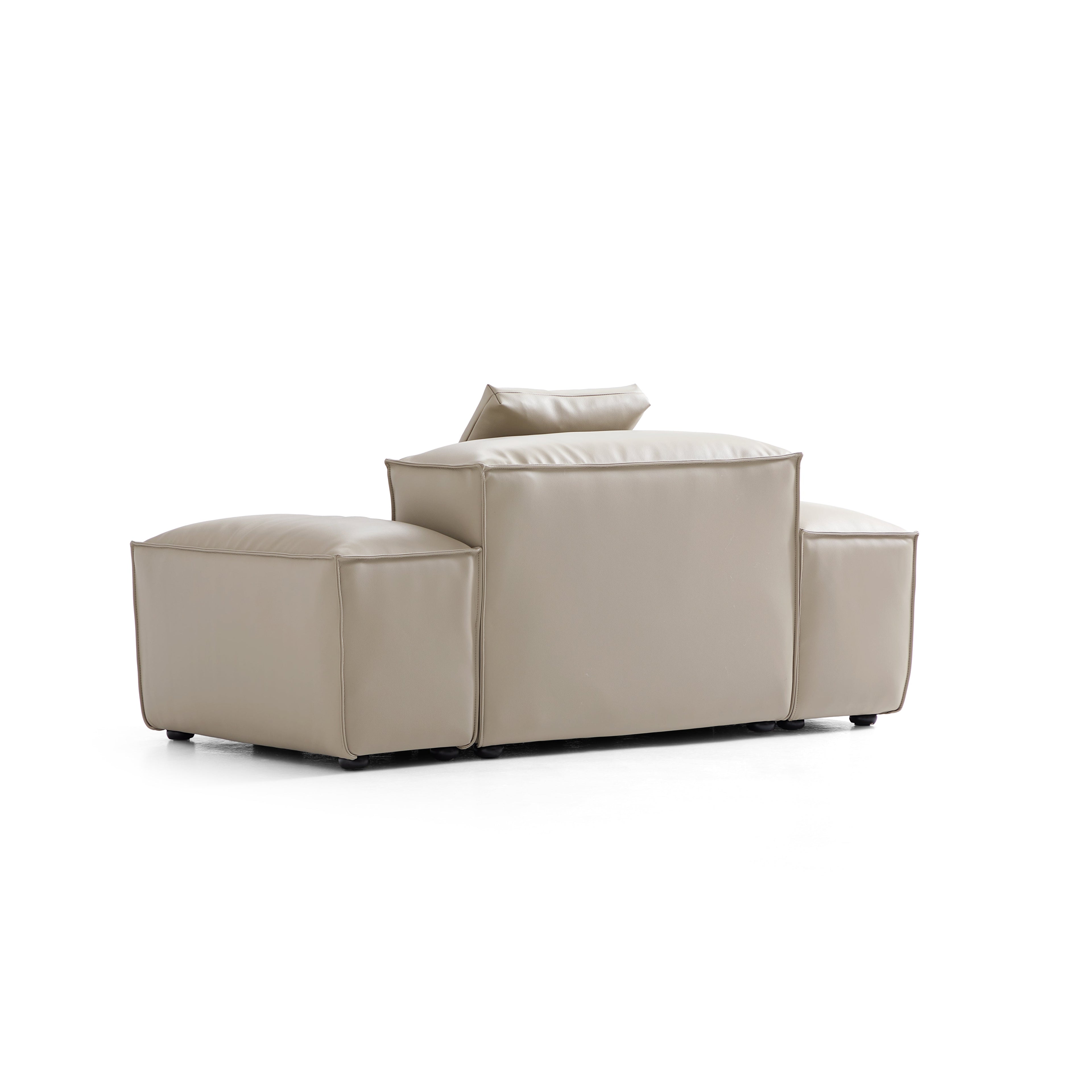 Cube Modular Beige Genuine Leather Armchair