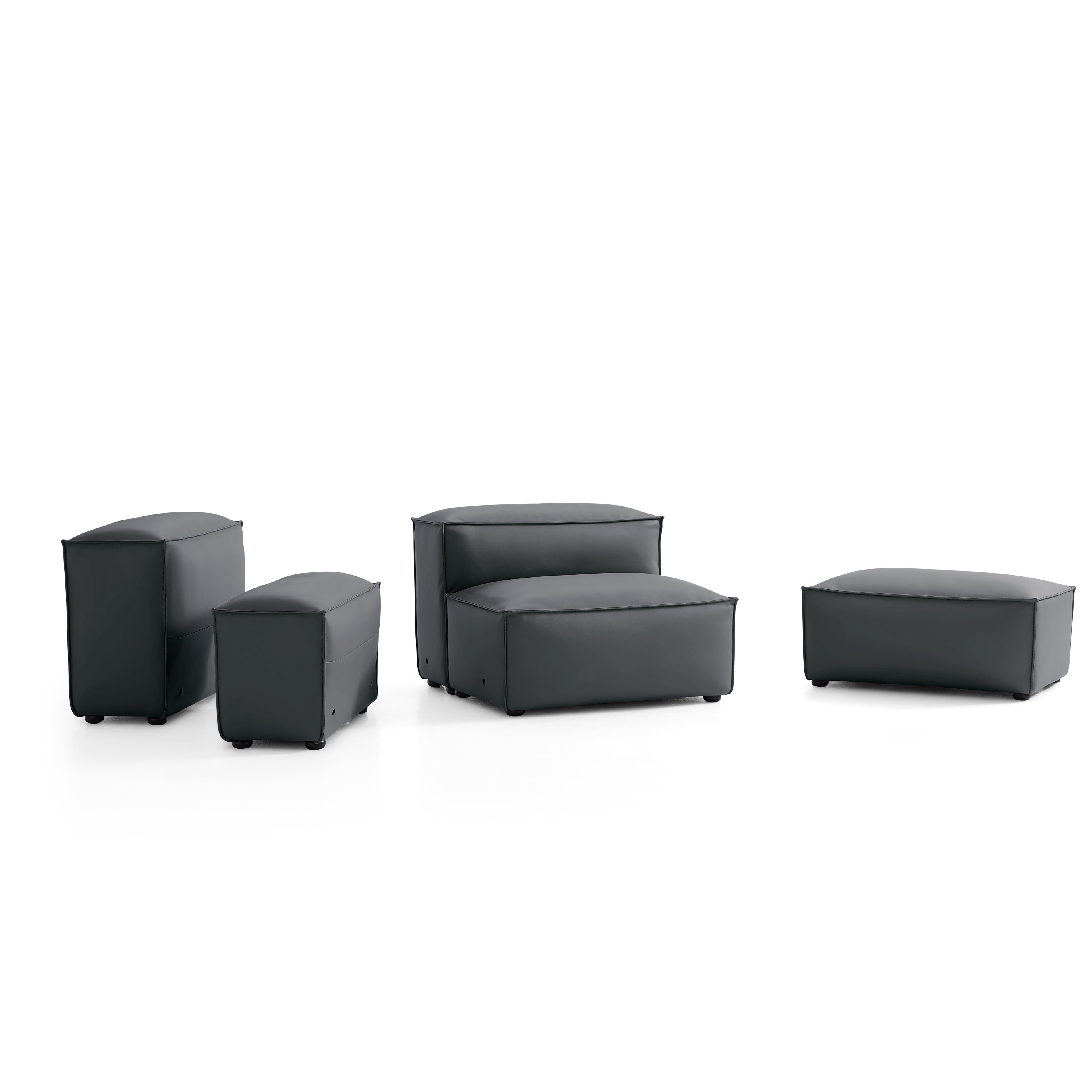 Cube Modular Beige Genuine Leather Sofa