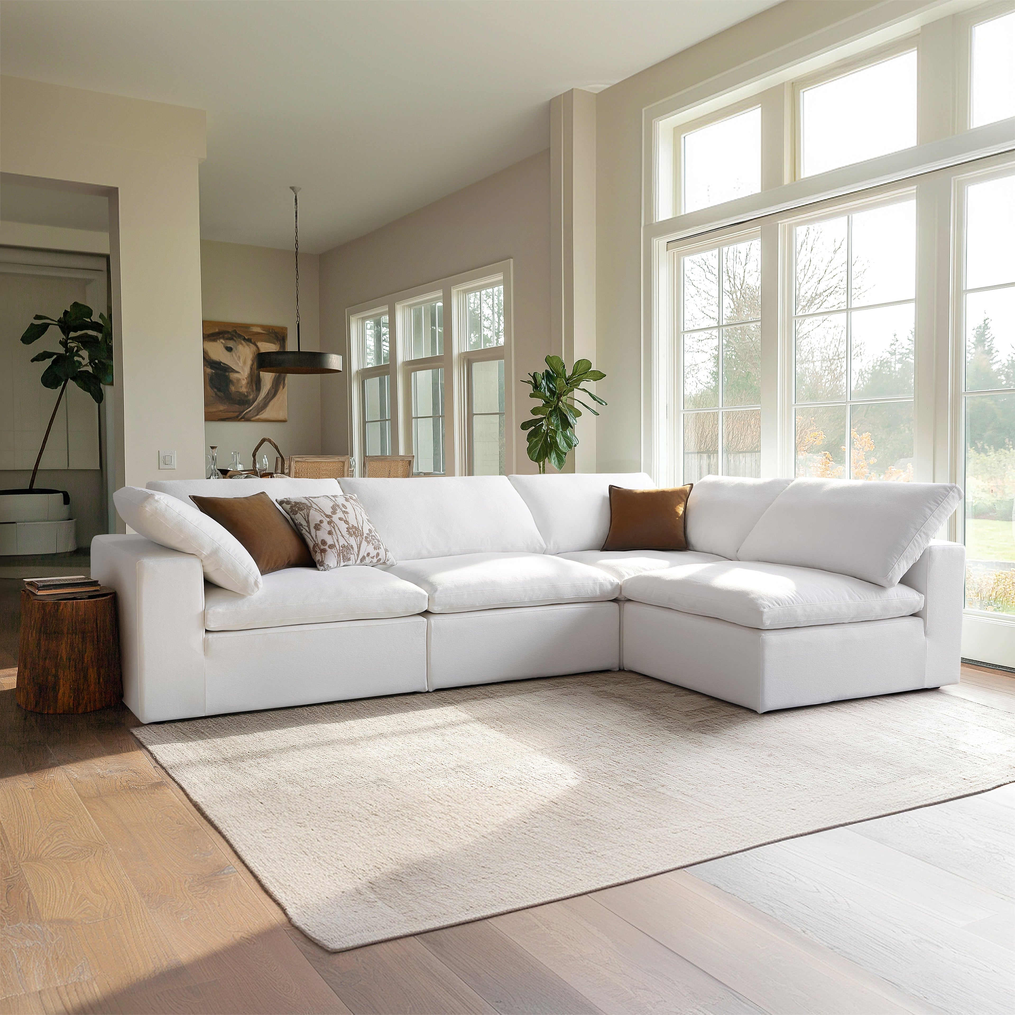 Tender Wabi-Sabi White L-Shaped Sectional
