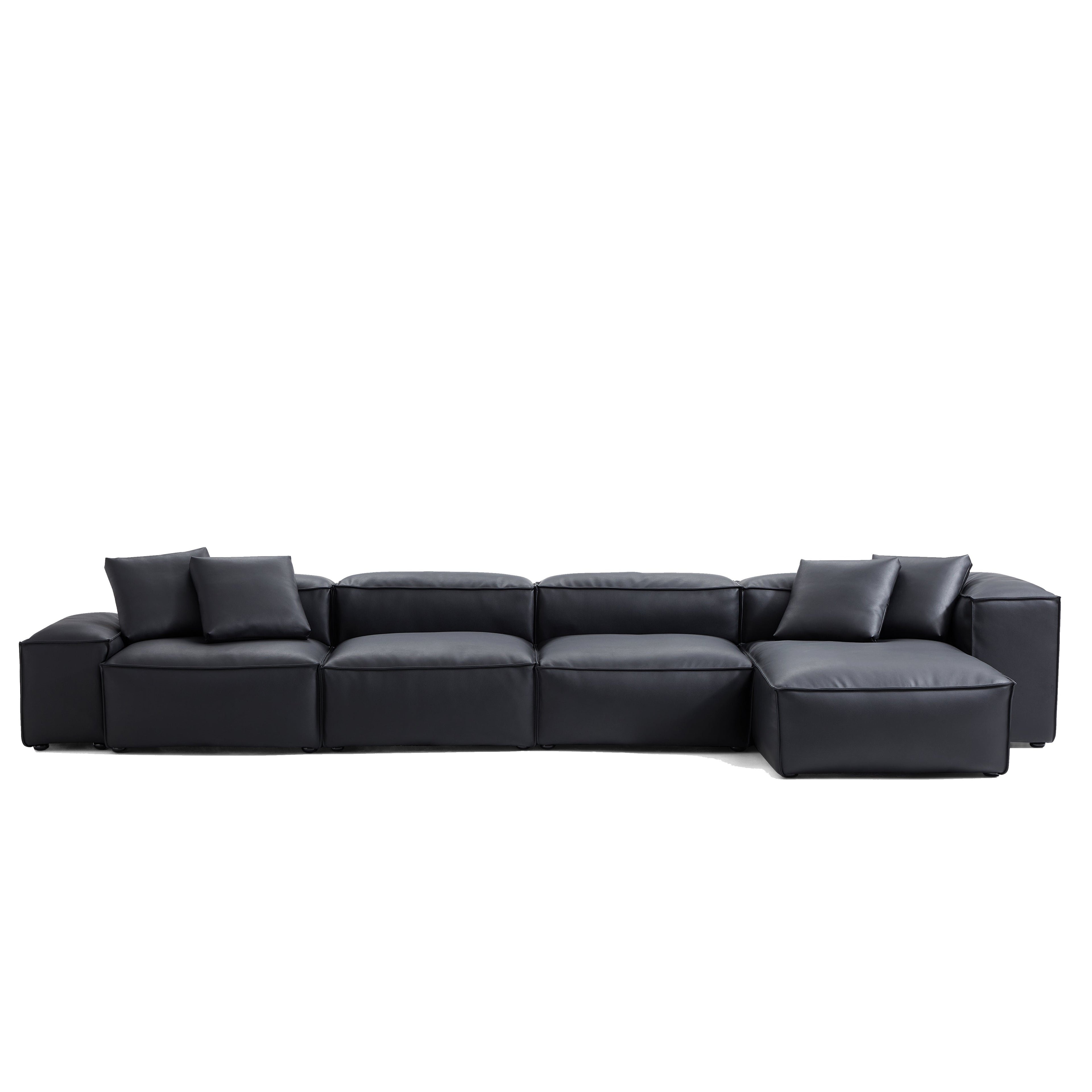 Cube Modular Brown Genuine Leather Sectional
