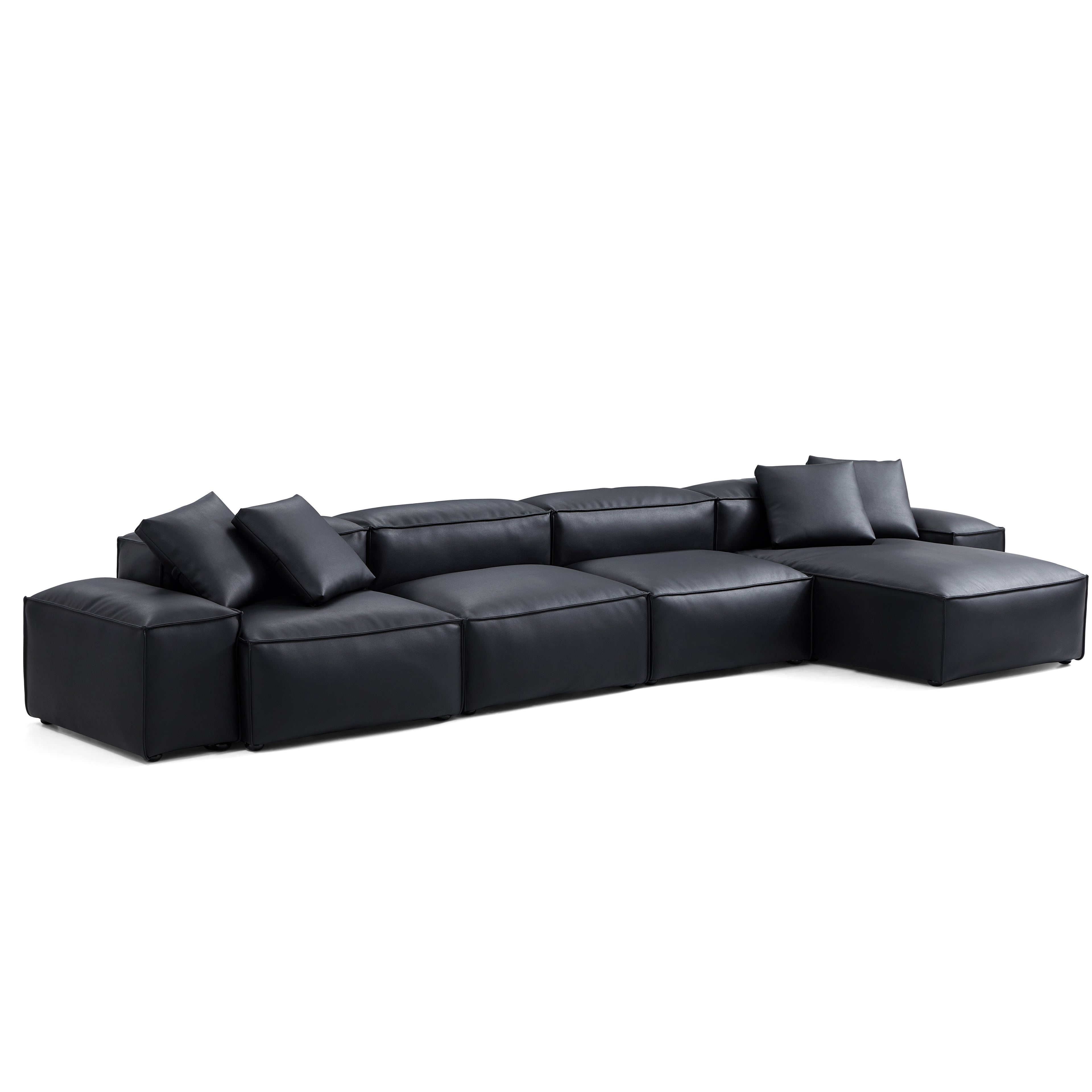 Cube Modular Brown Genuine Leather Sectional