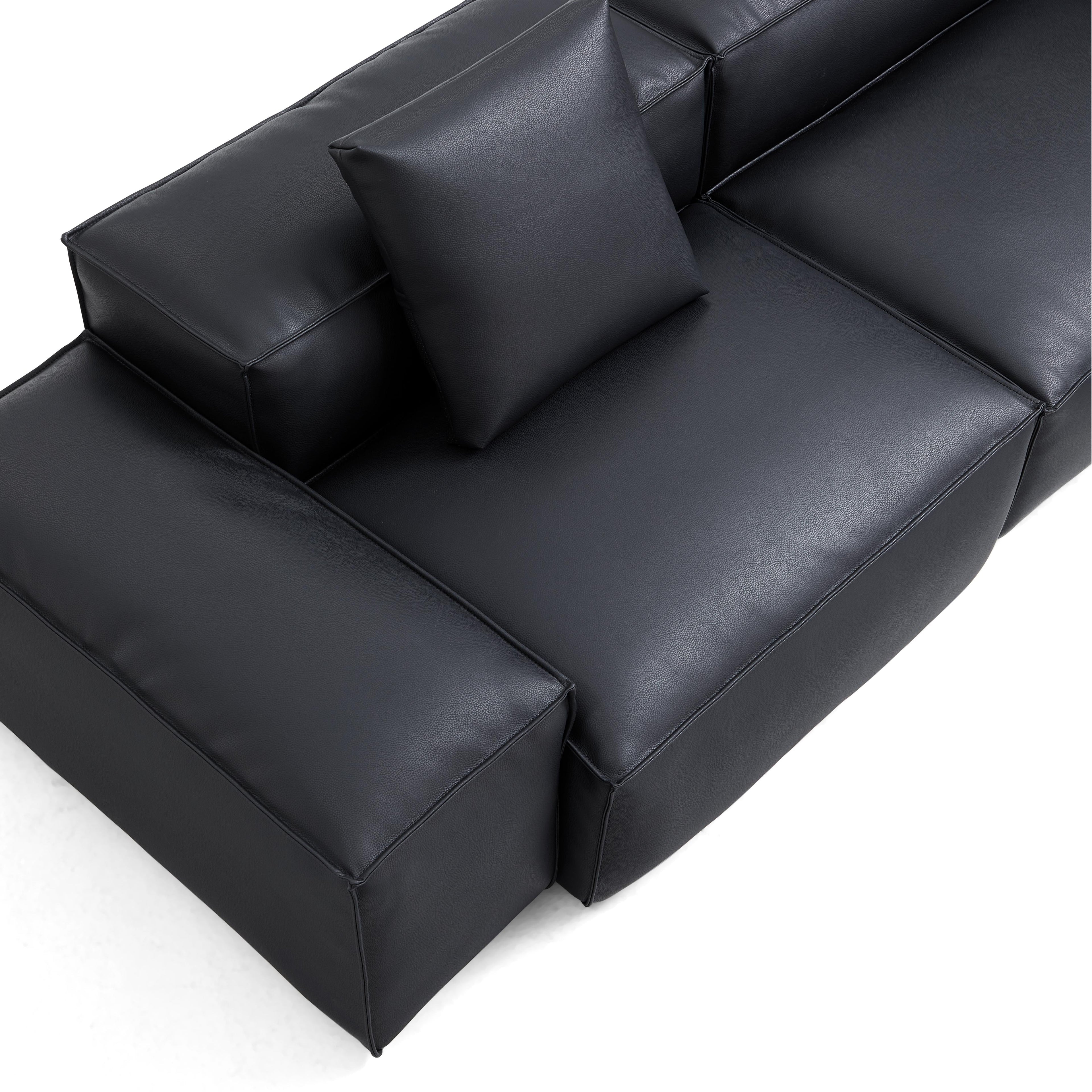 Cube Modular Beige Genuine Leather Sectional