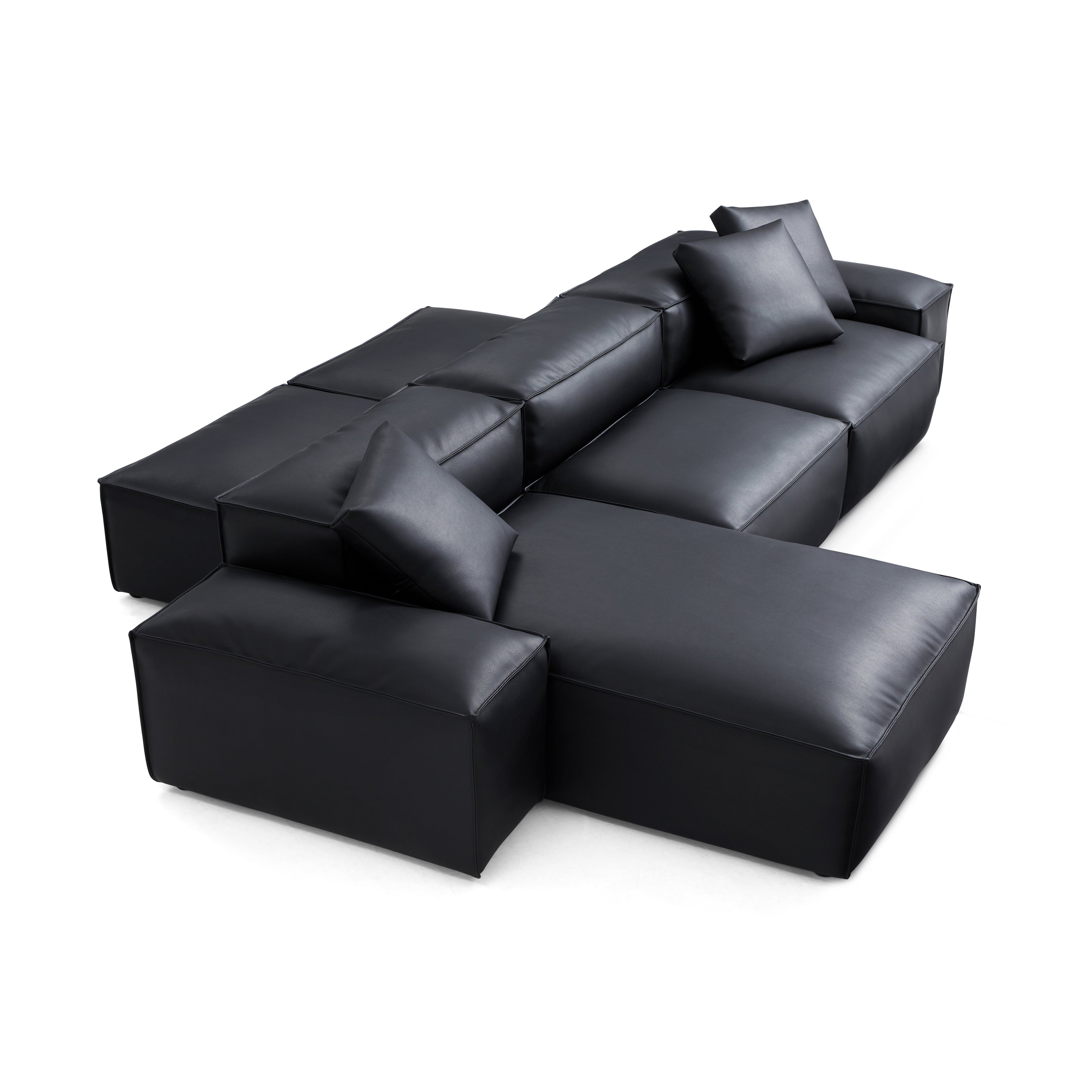 Cube Modular Brown Genuine Leather Double-Sided Sectional