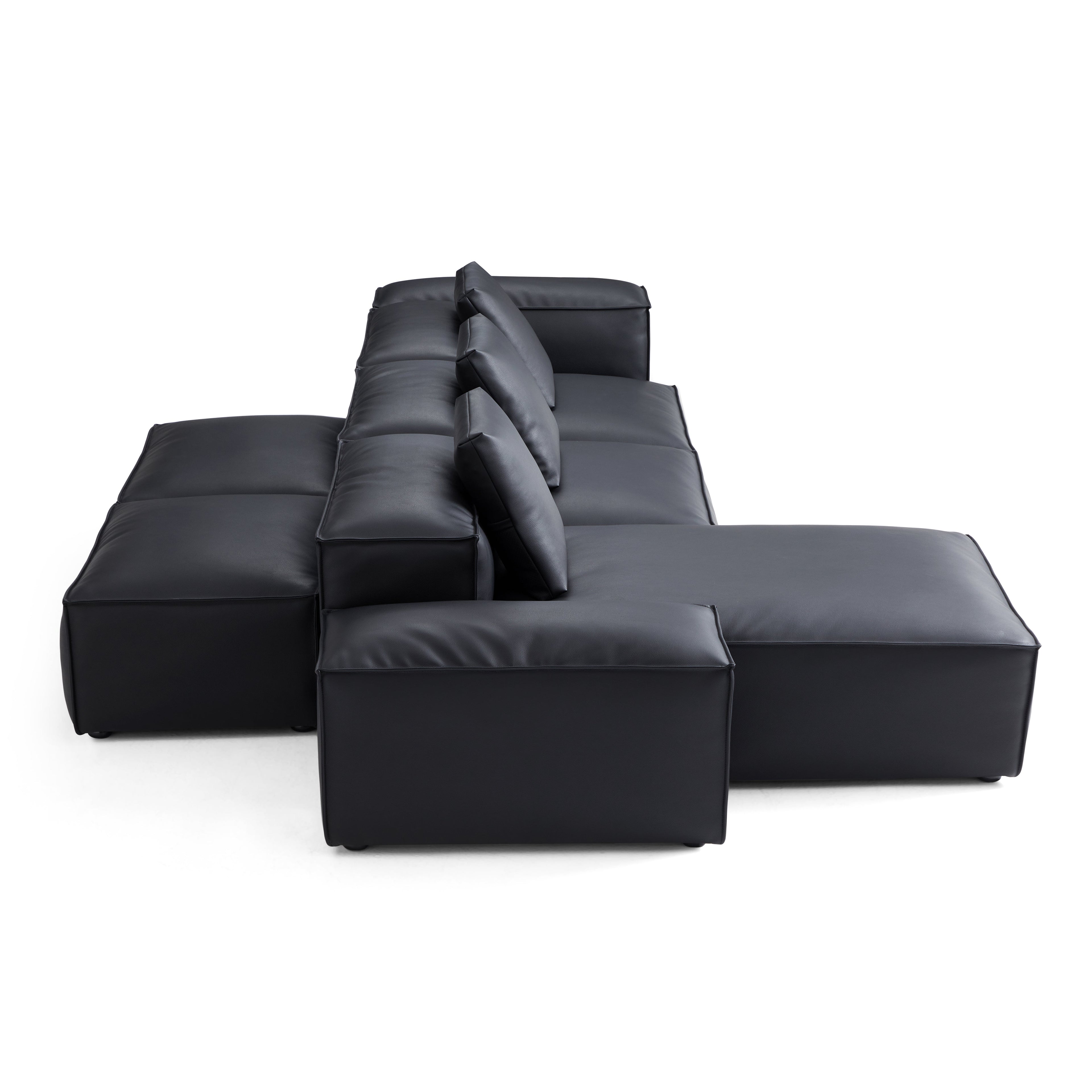 Cube Modular Brown Genuine Leather Double-Sided Sectional