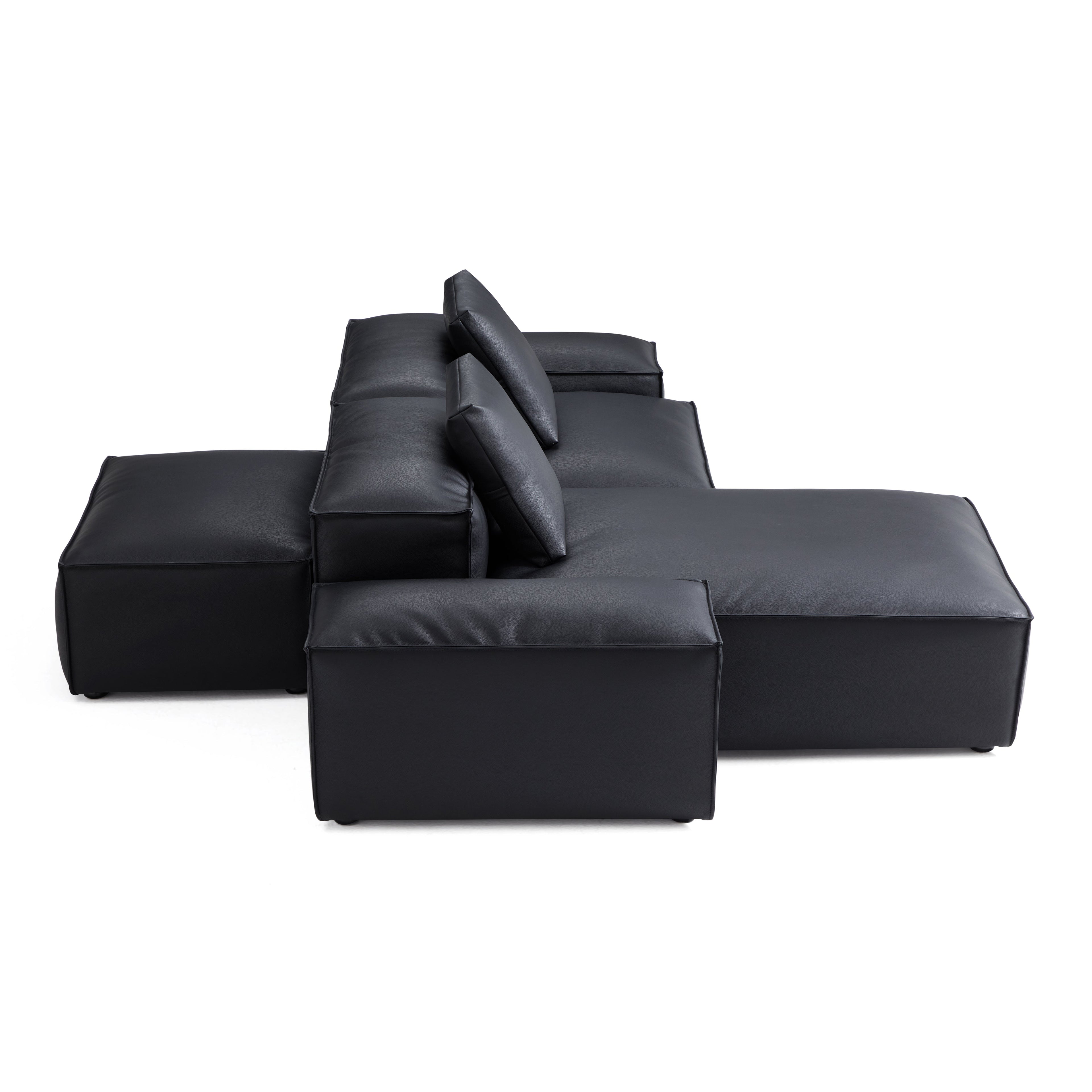 Cube Modular Brown Genuine Leather Double-Sided Sectional