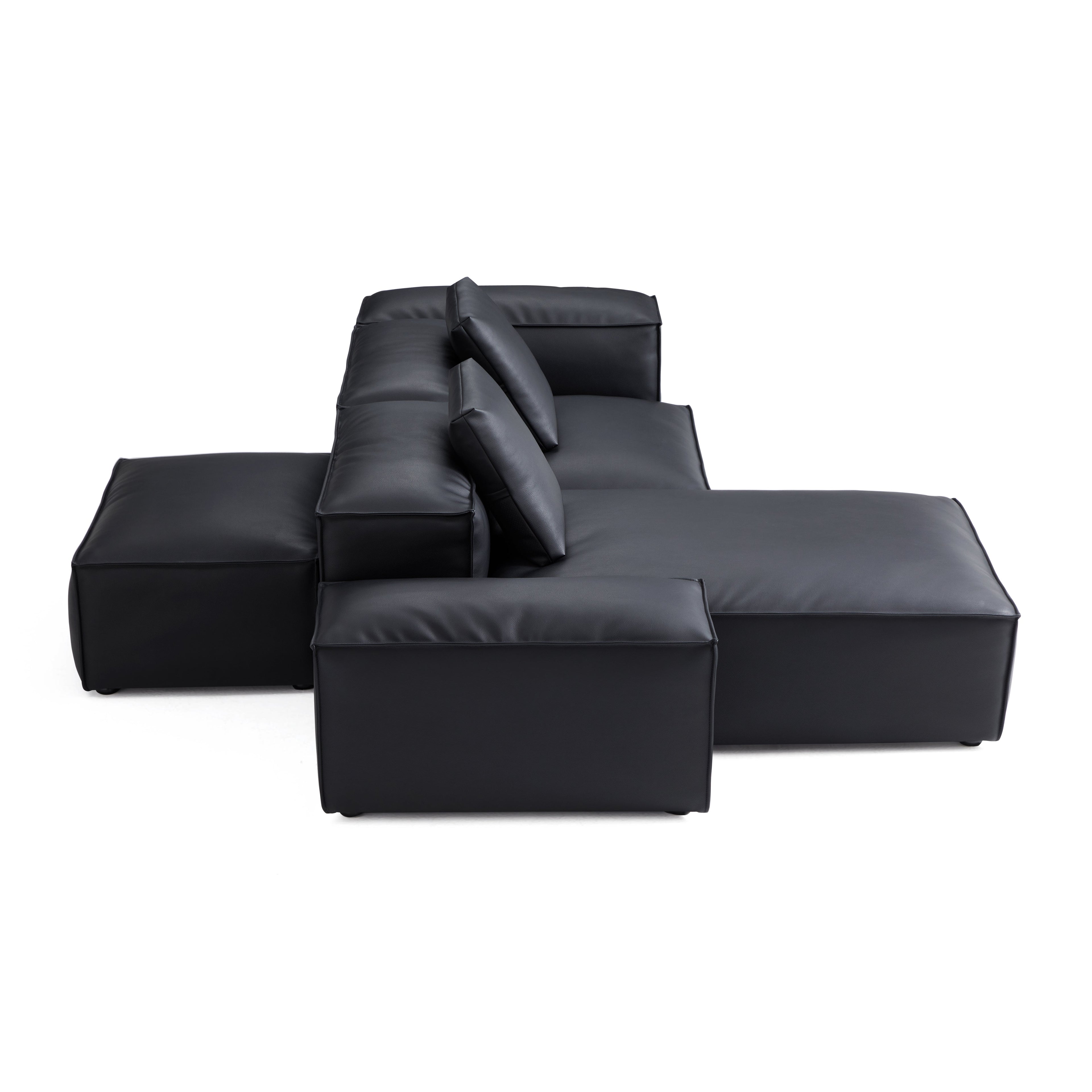 Cube Modular Brown Genuine Leather Double-Sided Sectional