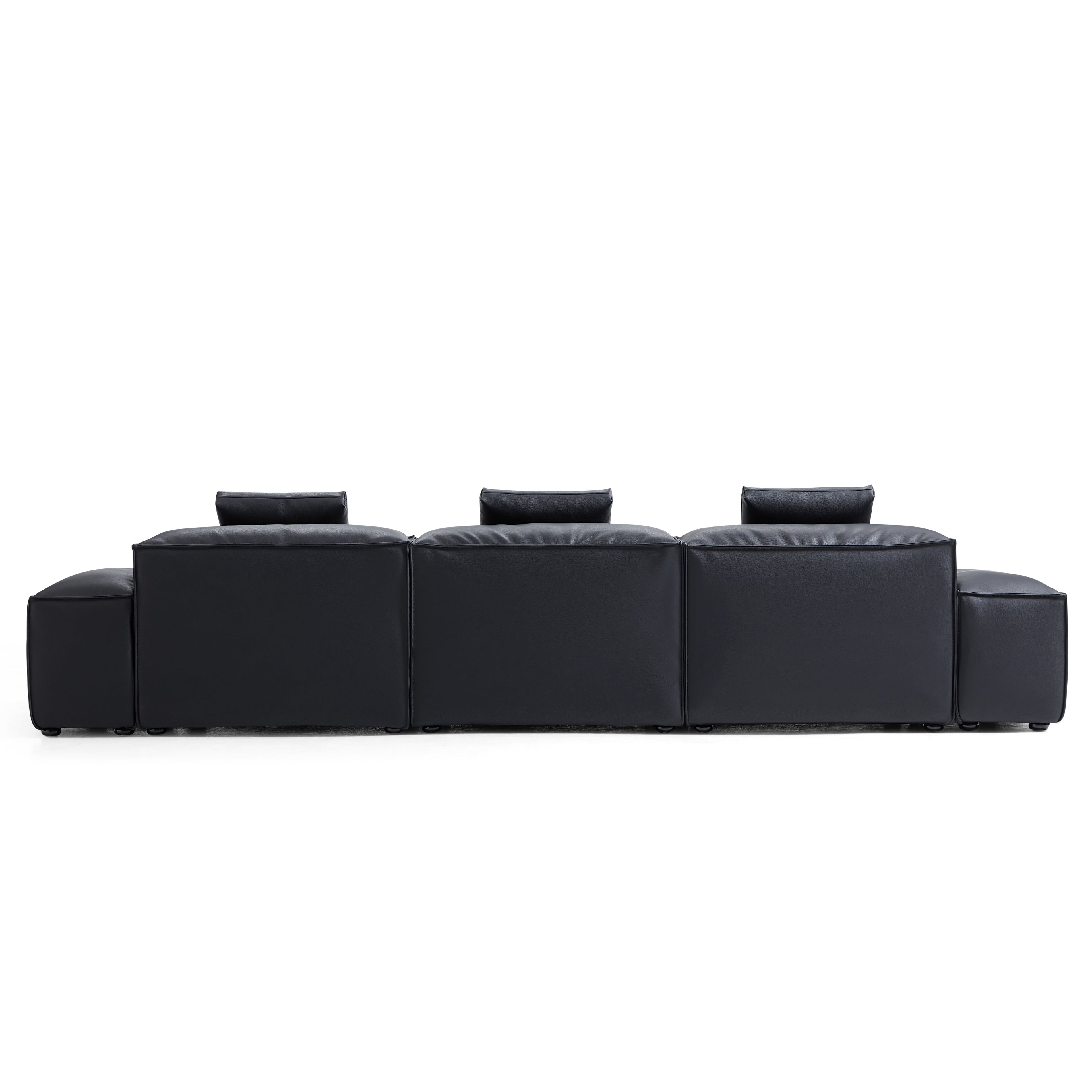 Cube Modular Black Genuine Leather Sofa