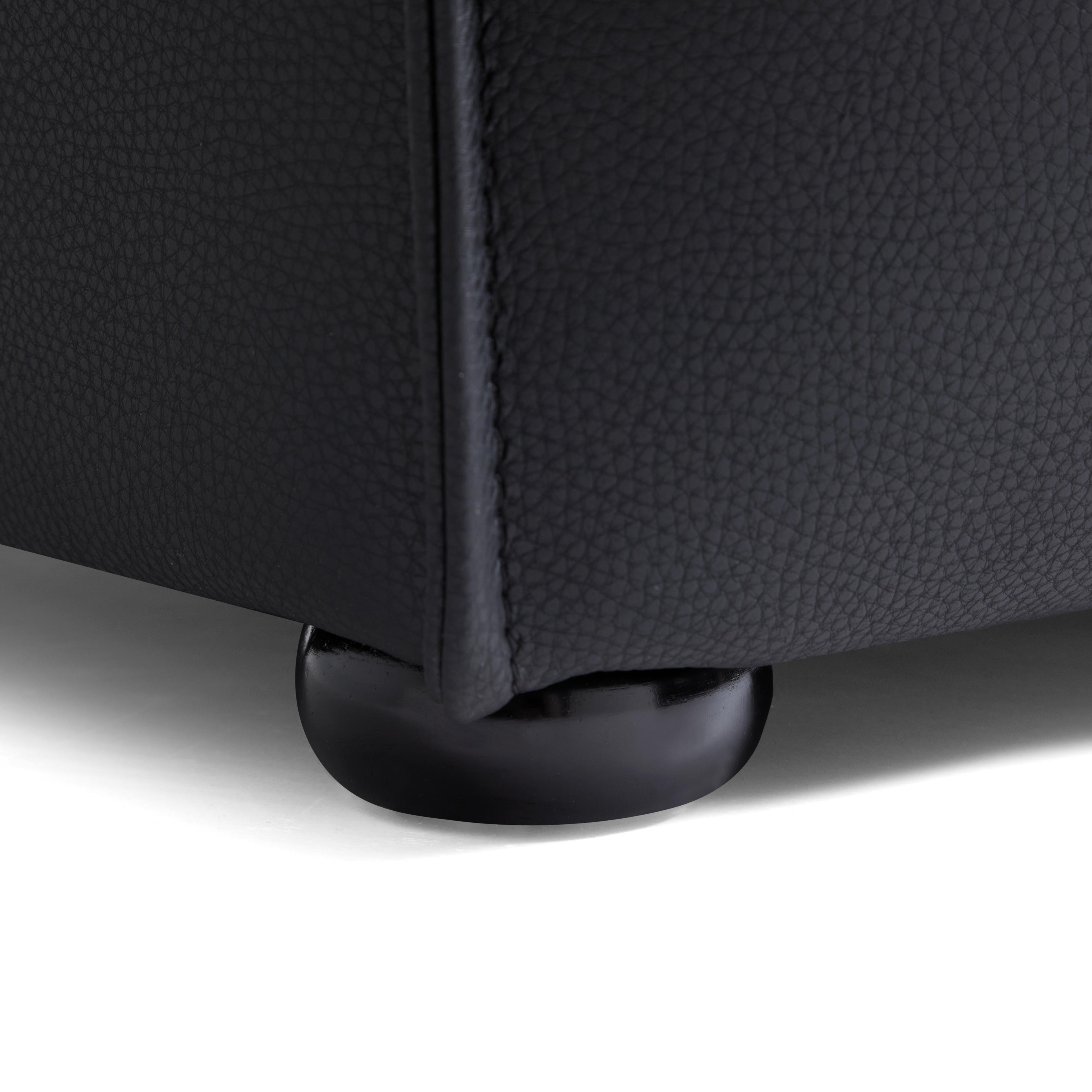 Cube Modular Black Genuine Leather Sofa