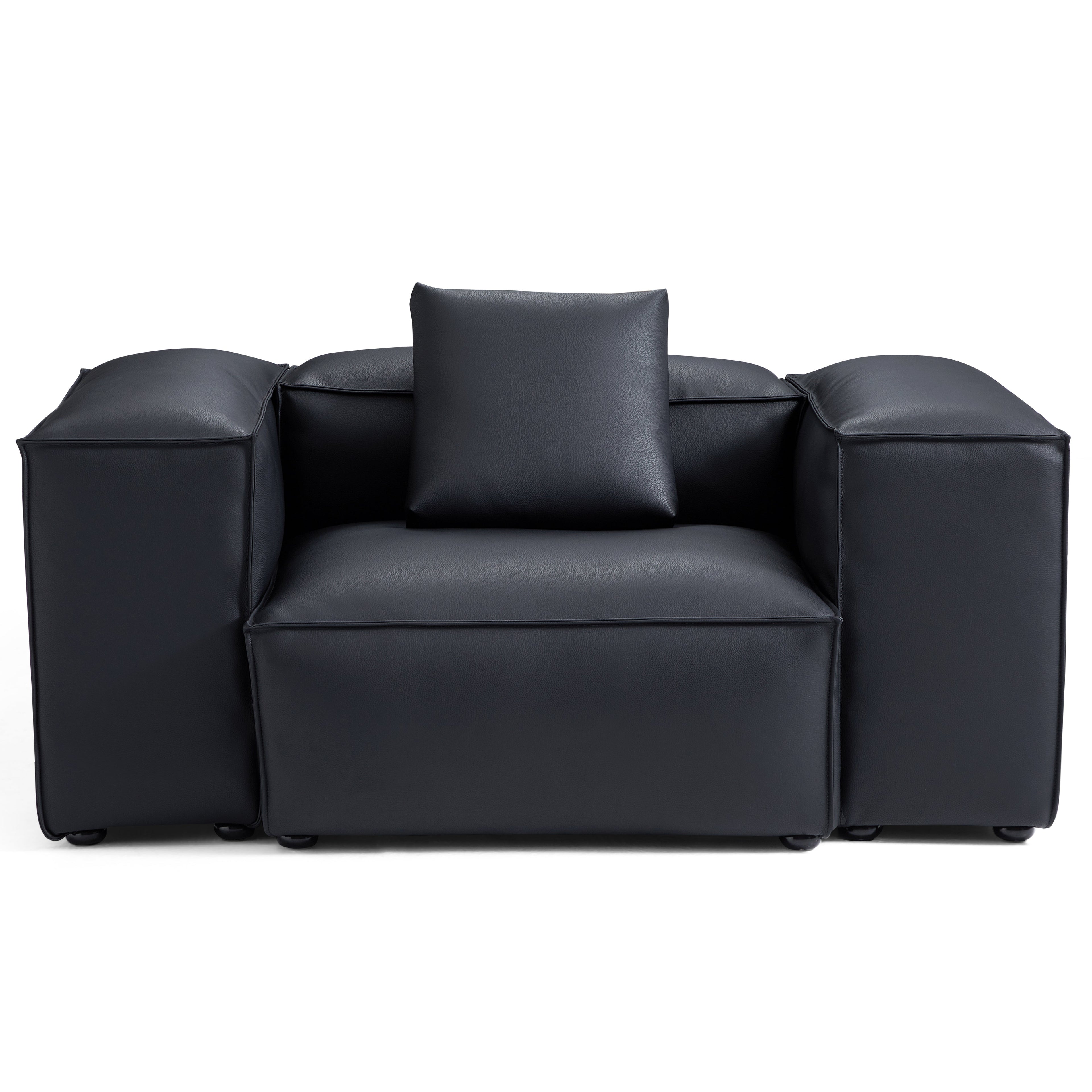 Cube Modular Beige Genuine Leather Armchair