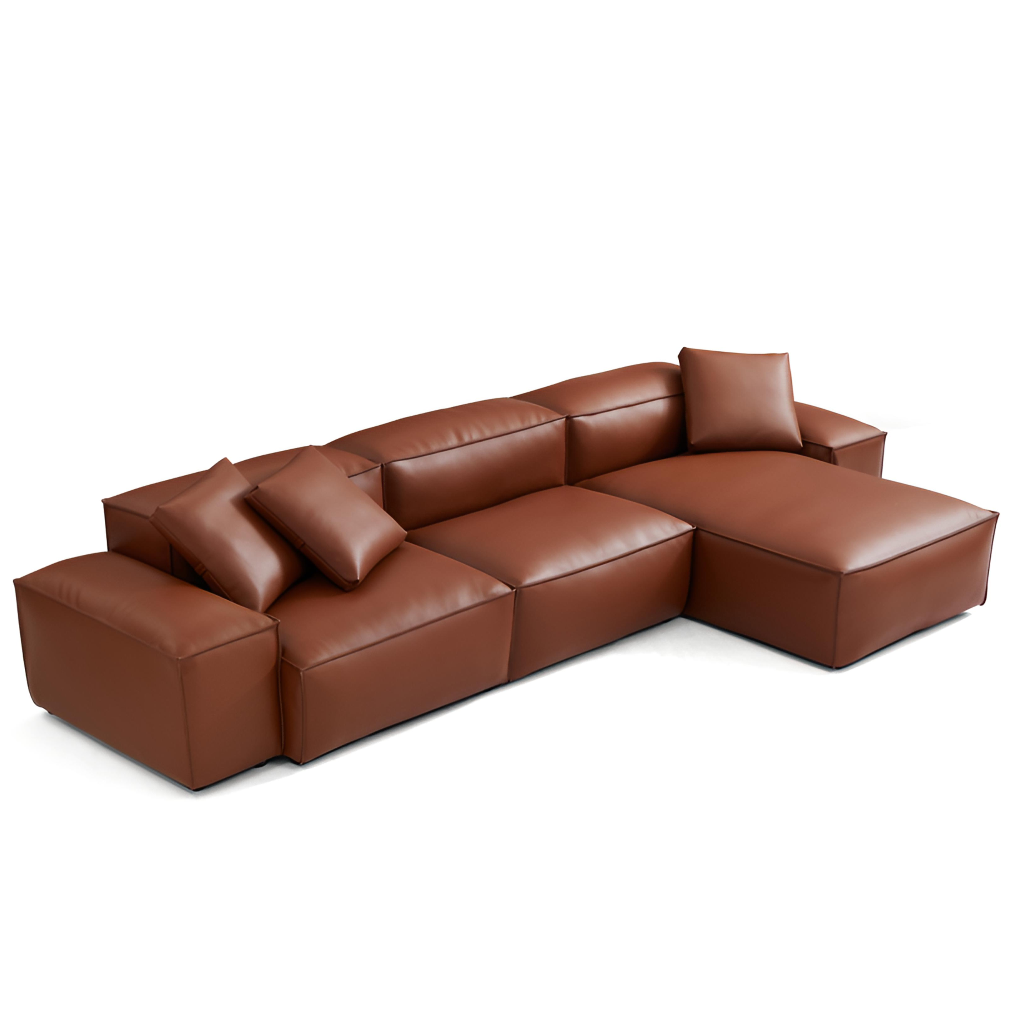 Cube Modular Black Genuine Leather Sectional