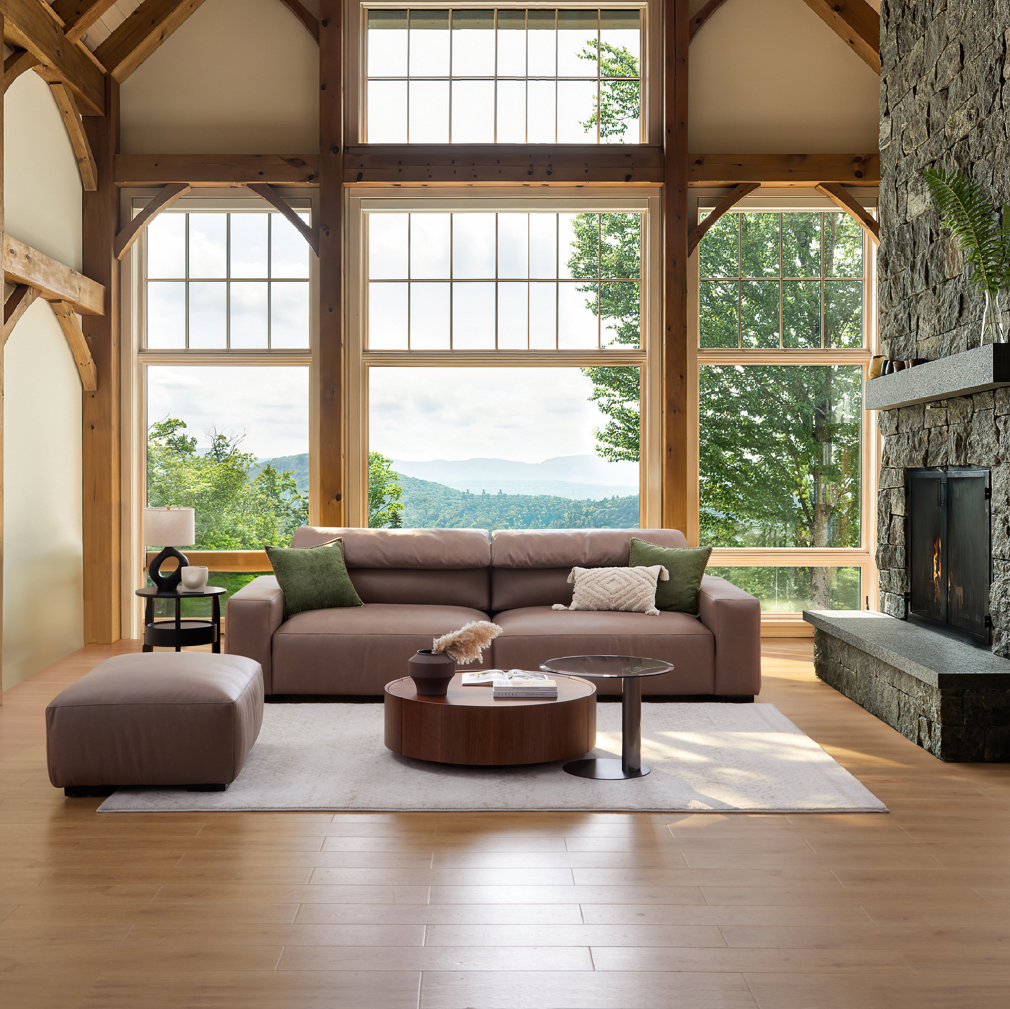 Chestnut Sofa and Ottoman