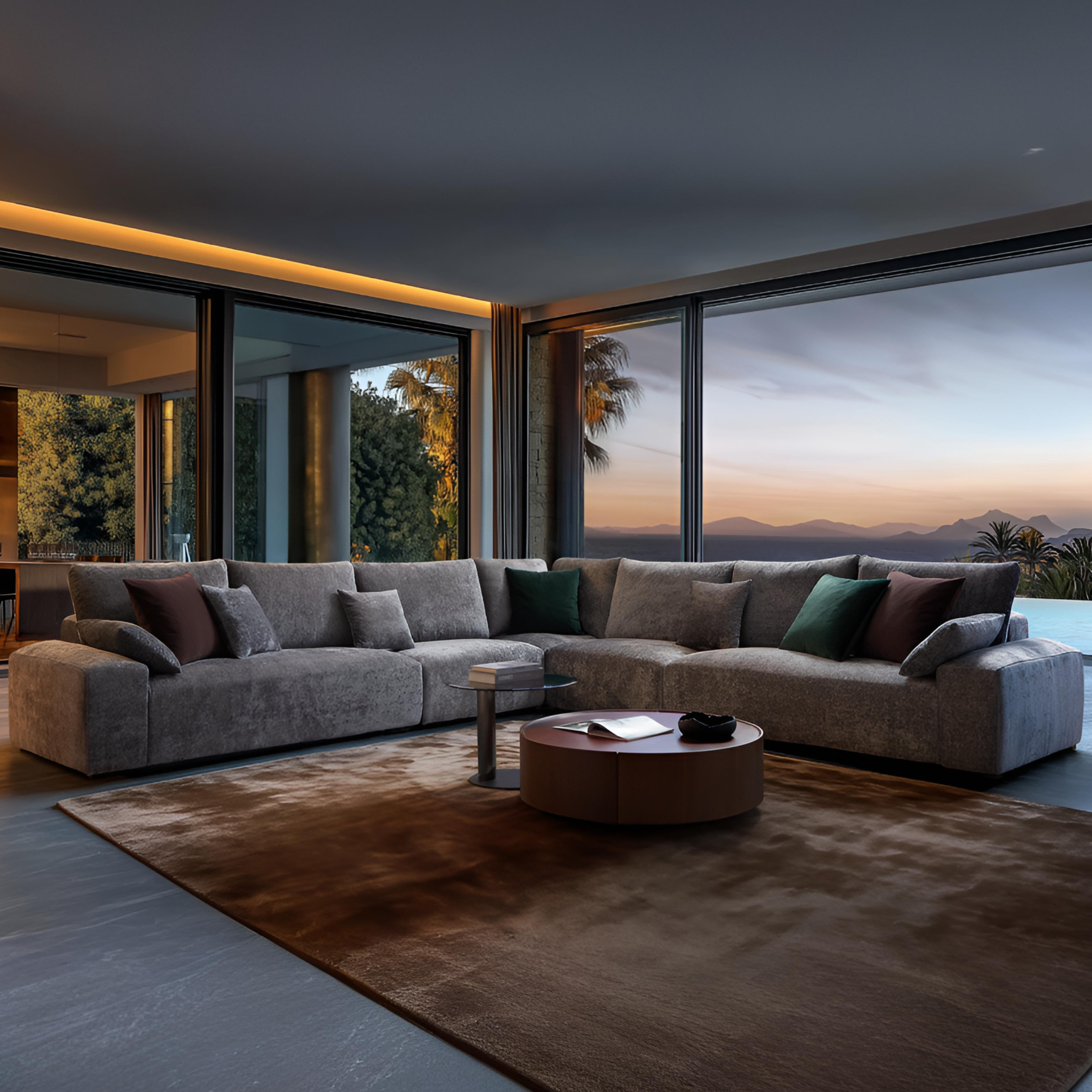 Le canapé d'angle sectionnel gris Empress