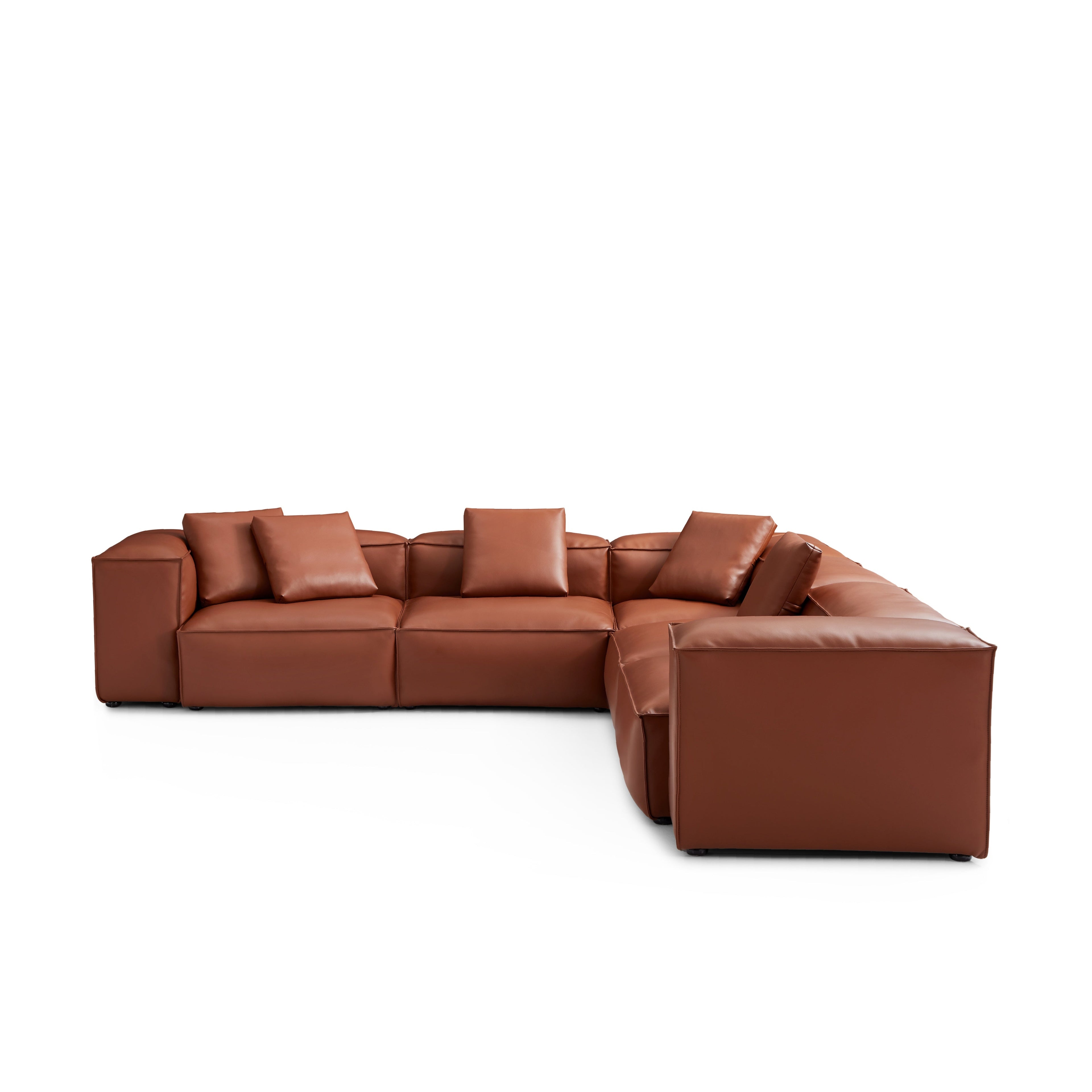 Cube Modular Brown Genuine Leather Corner Sectional