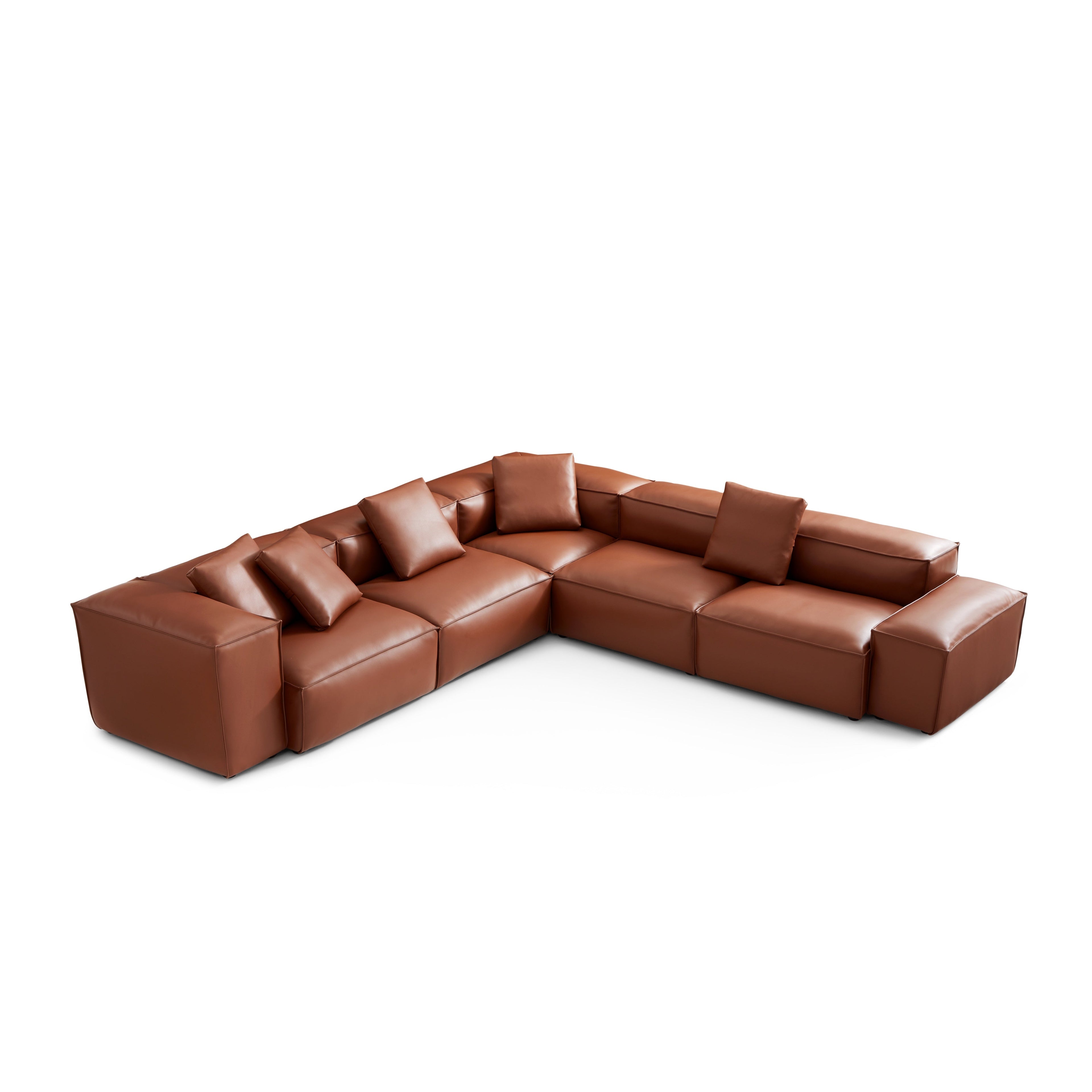 Cube Modular Brown Genuine Leather Corner Sectional