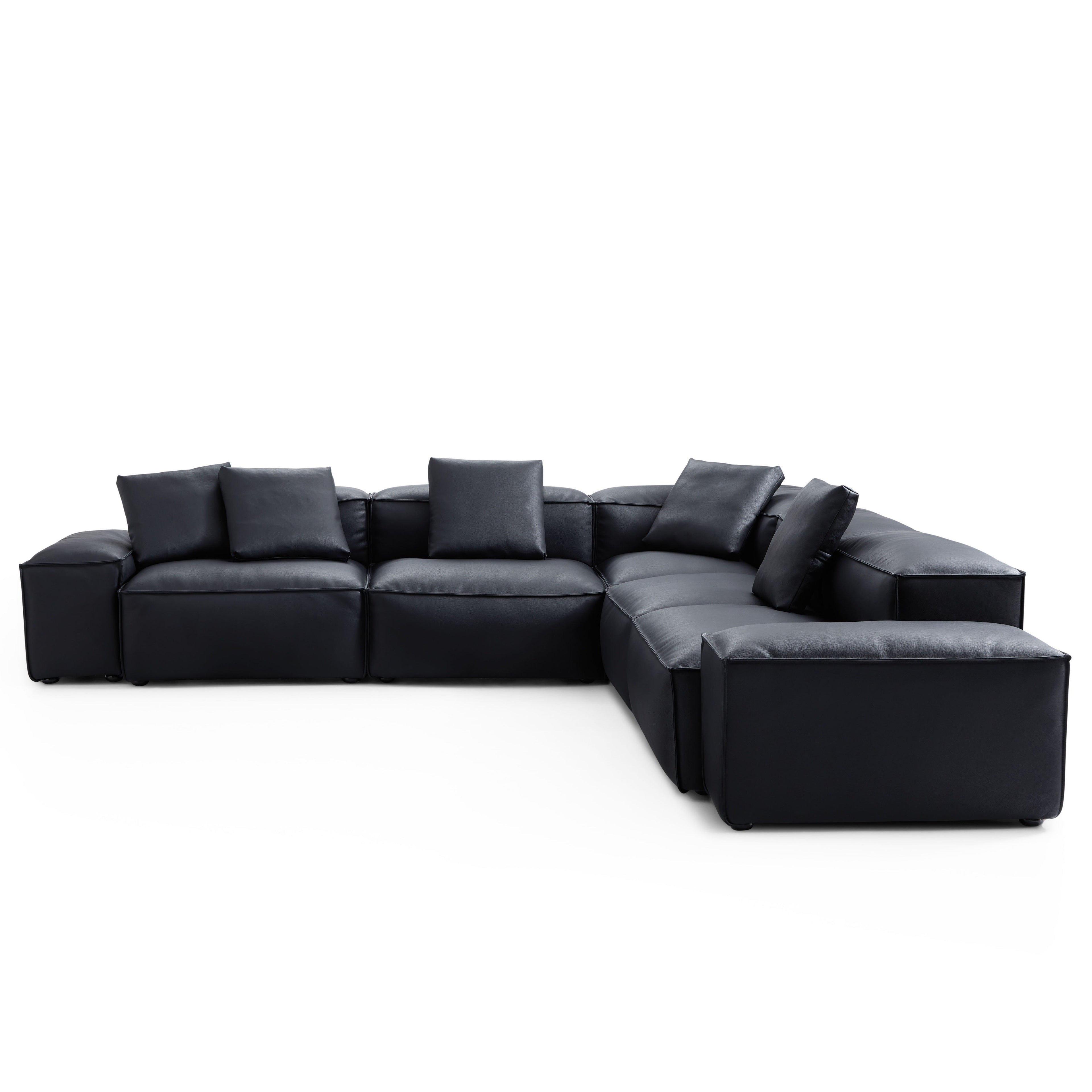 Cube Modular Brown Genuine Leather Corner Sectional