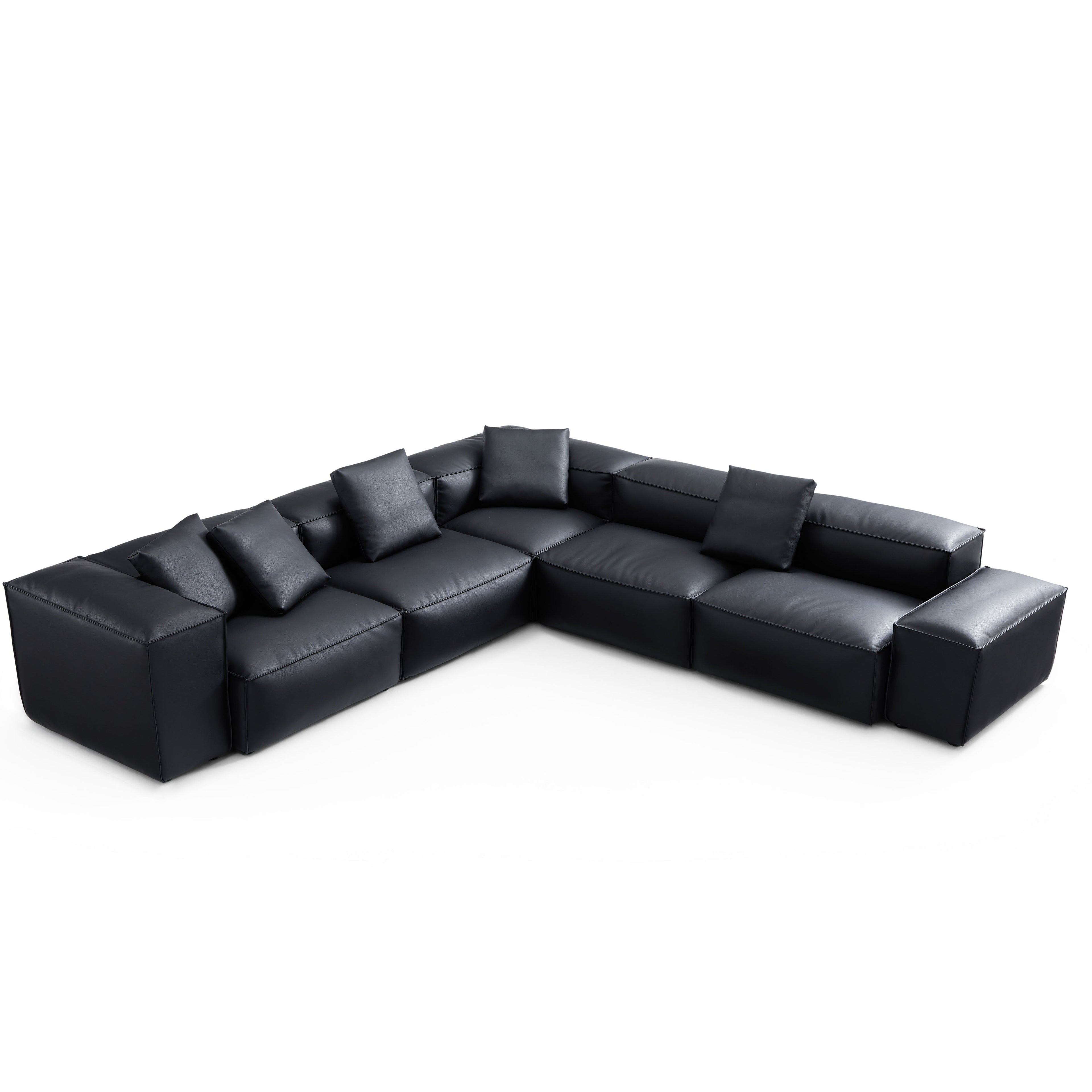 Cube Modular Brown Genuine Leather Corner Sectional