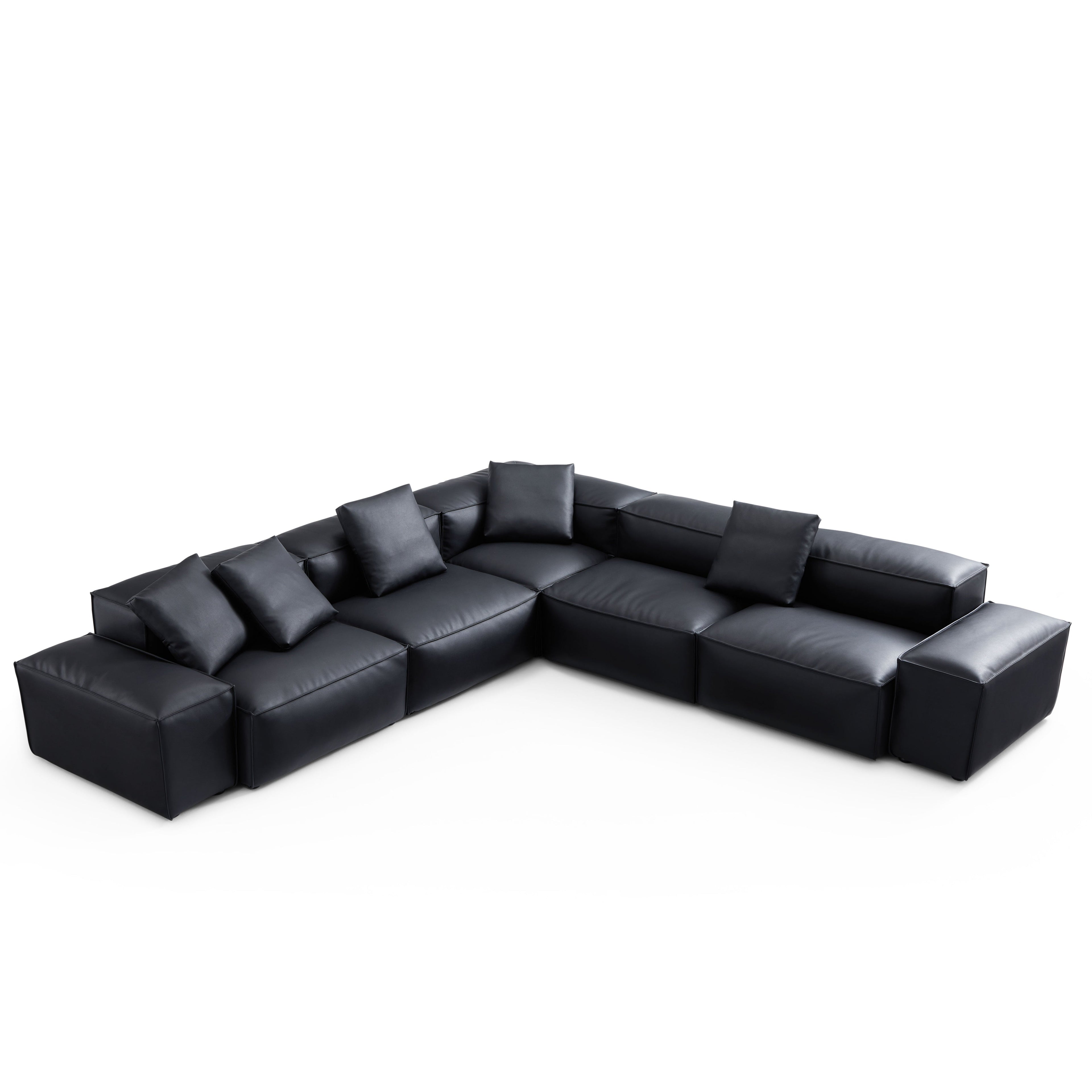 Cube Modular Brown Genuine Leather Corner Sectional