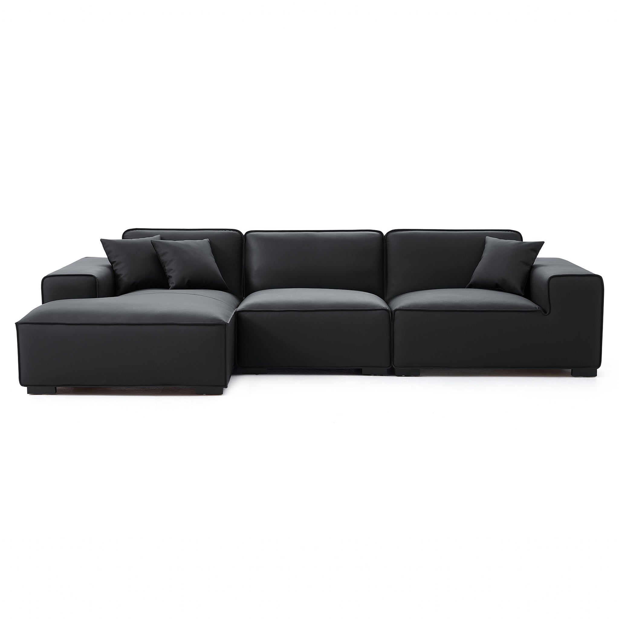 Domus Modular Beige Leather Sectional Sofa