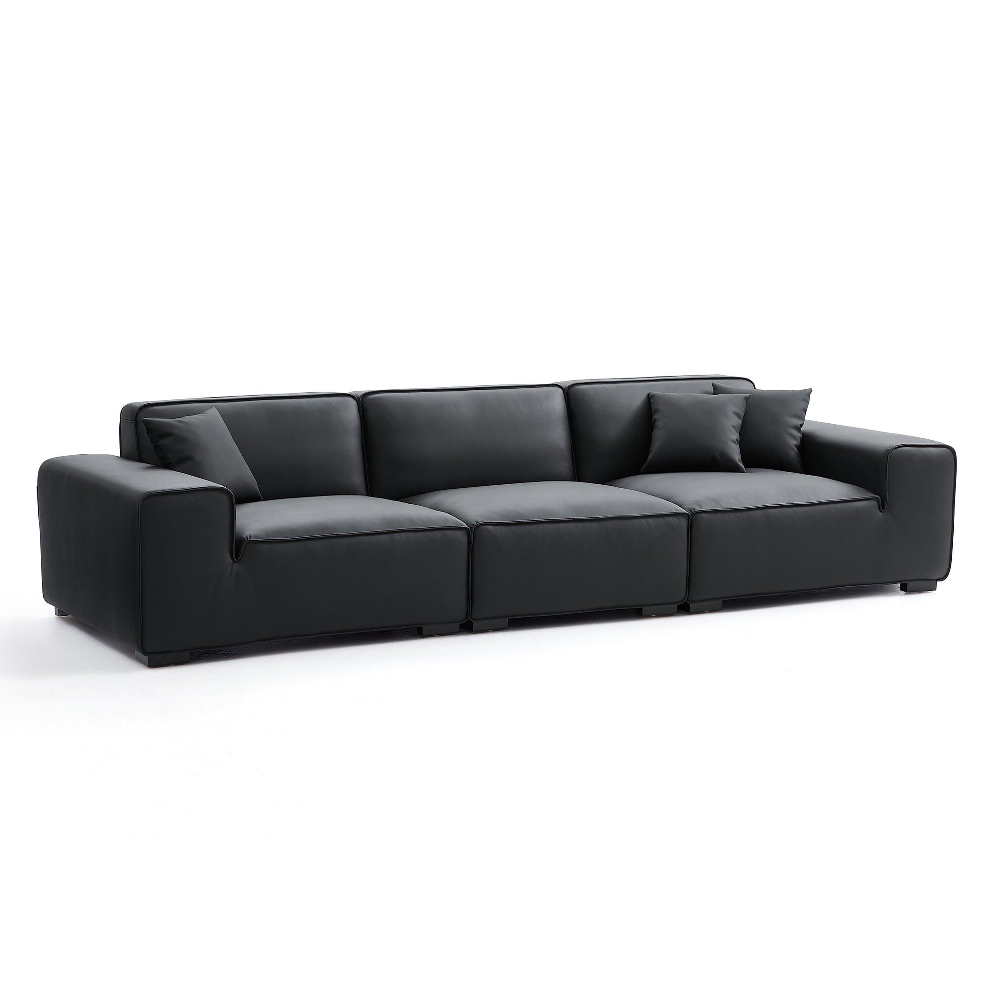 Domus Modular Black Leather Sofa