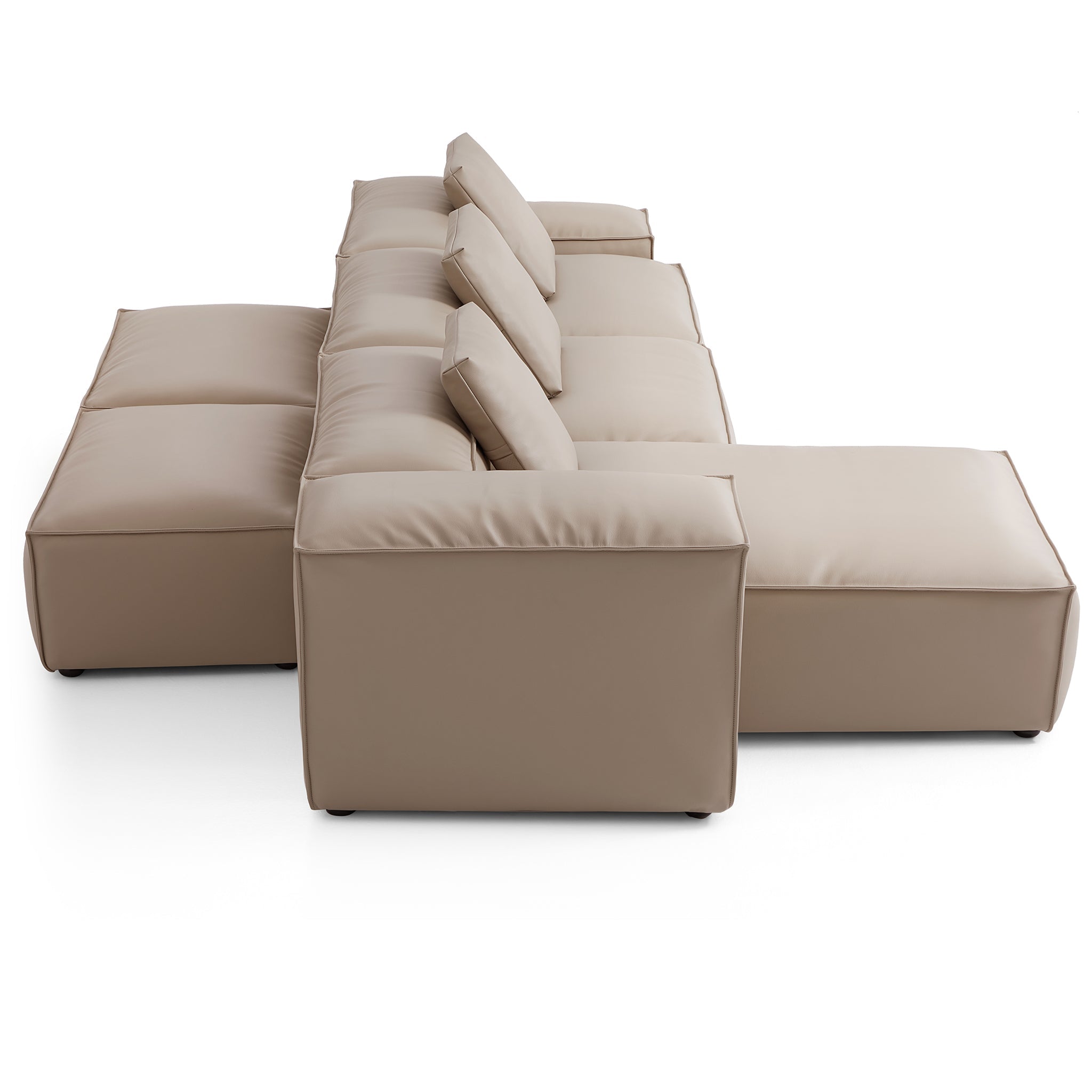Cube Modular Black Genuine Leather Double-Sided Sectional