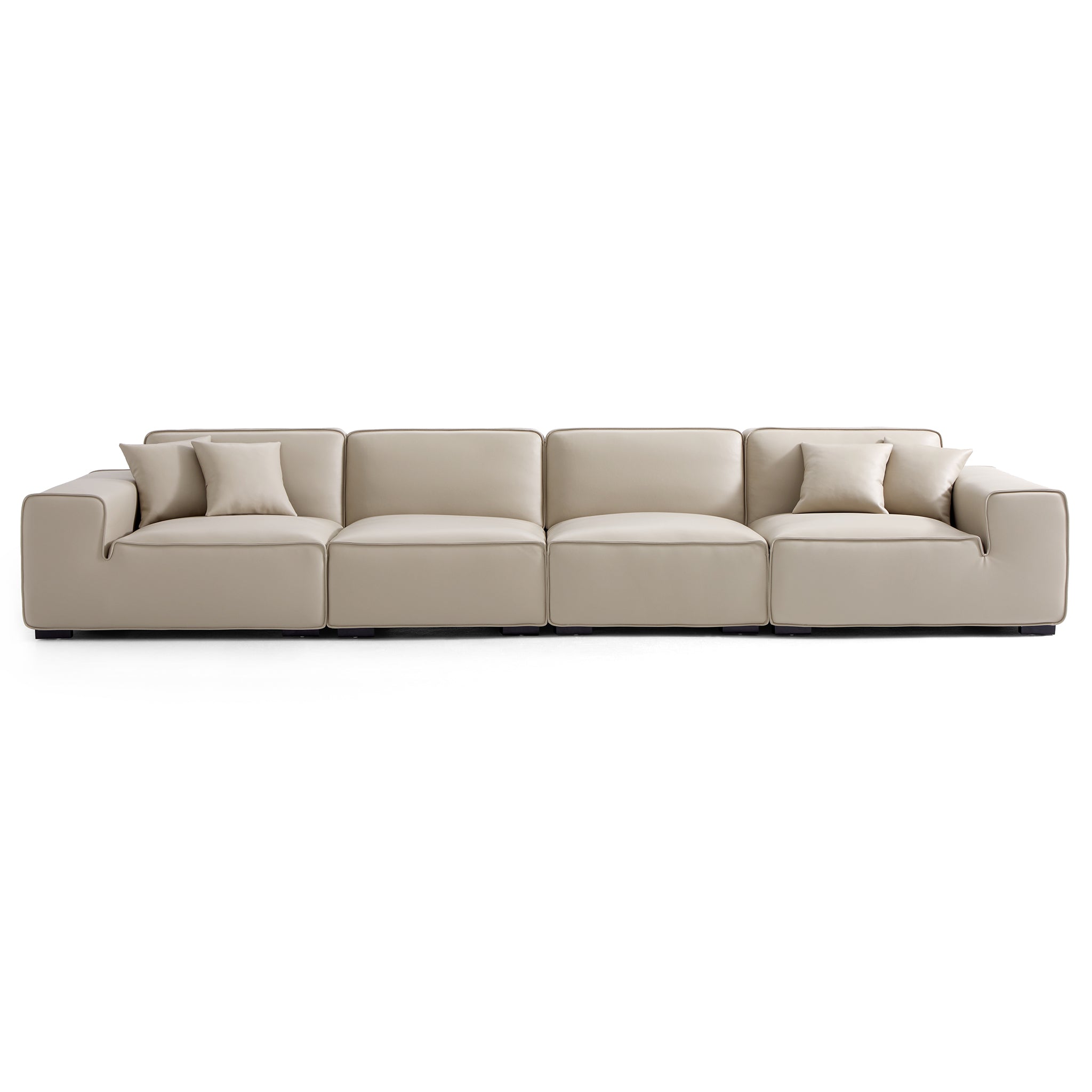 Domus Modular Black Leather Sofa