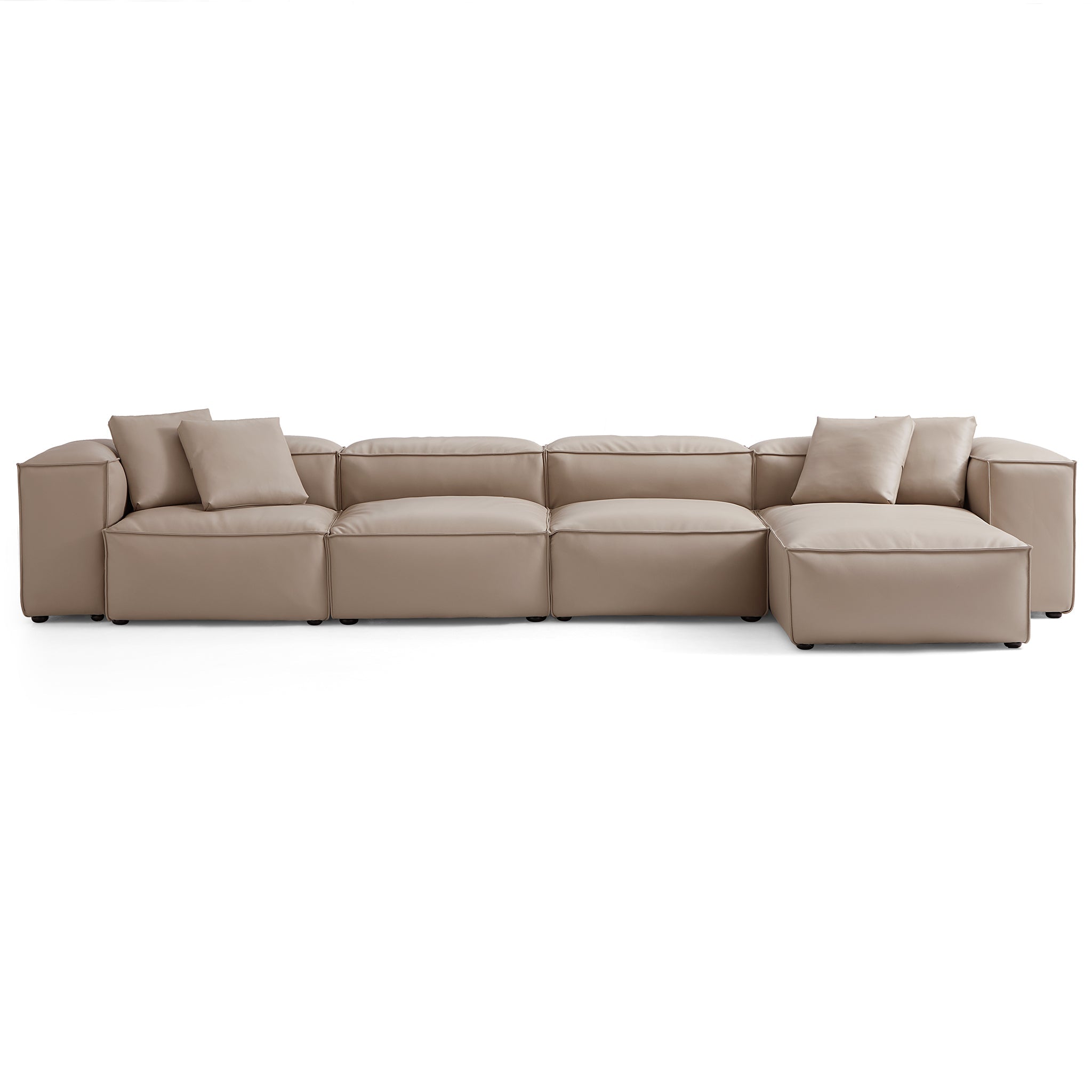 Cube Modular Black Genuine Leather Sectional