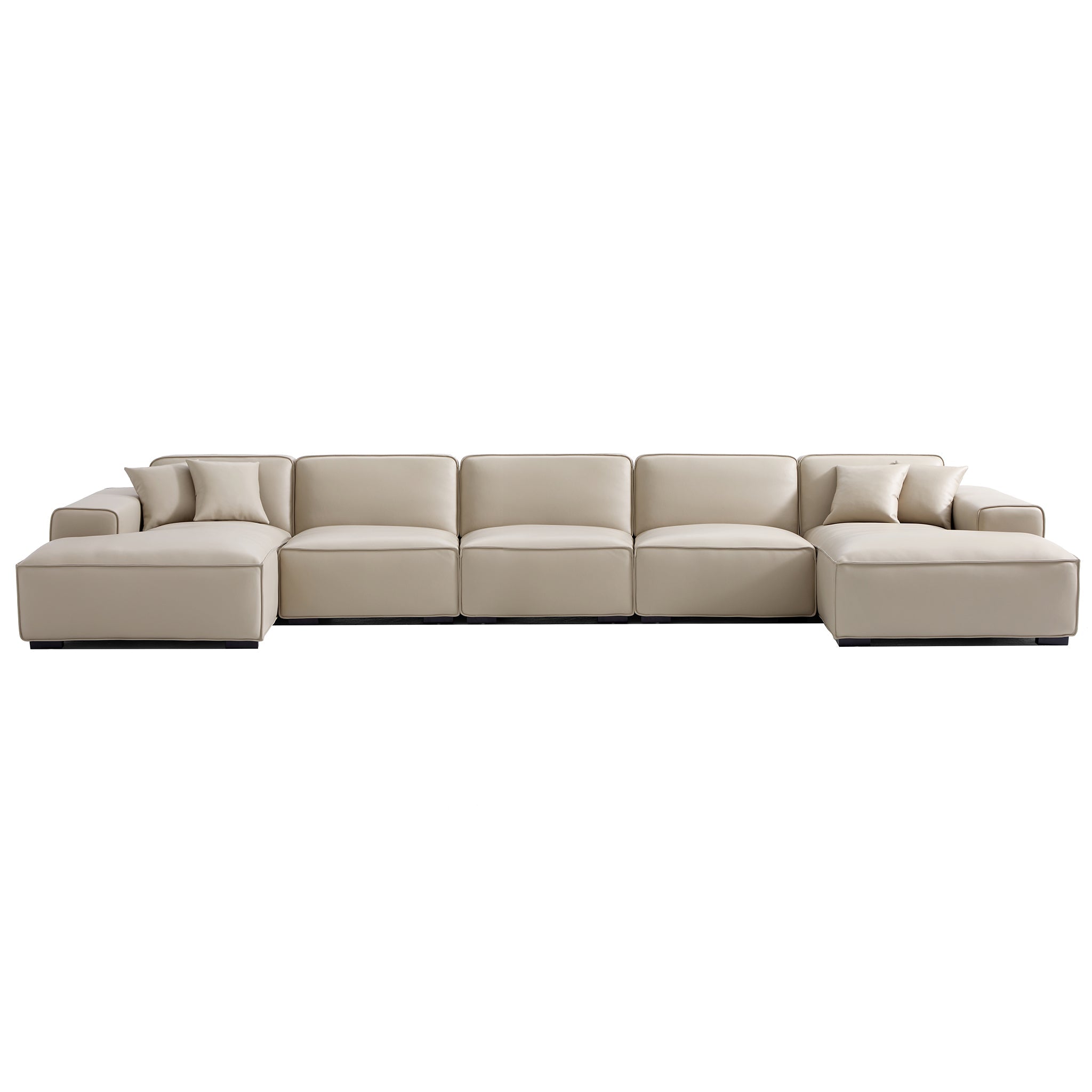 Domus Modular Brown Leather Double Chaise Sectional
