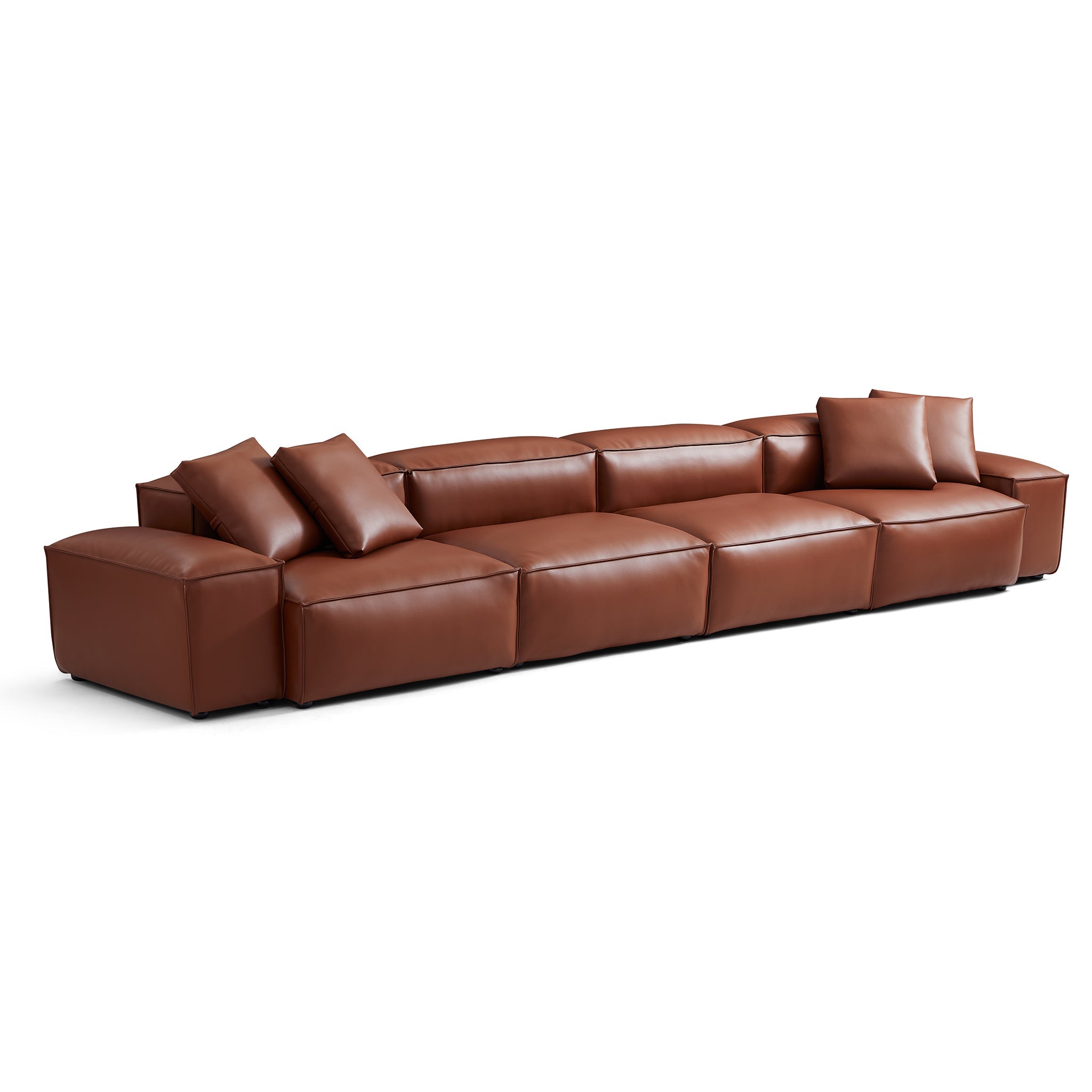 Cube Modular Black Genuine Leather Sofa