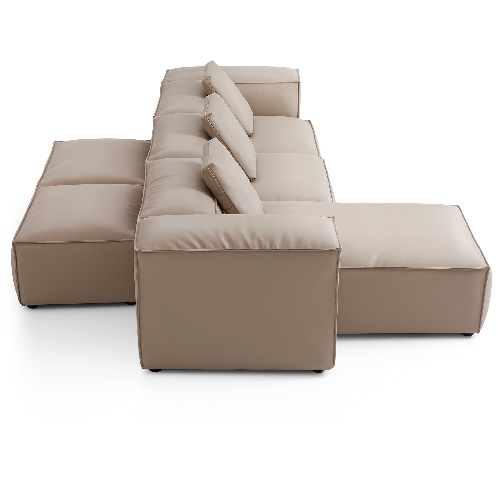 Cube Modular Black Genuine Leather Double-Sided Sectional