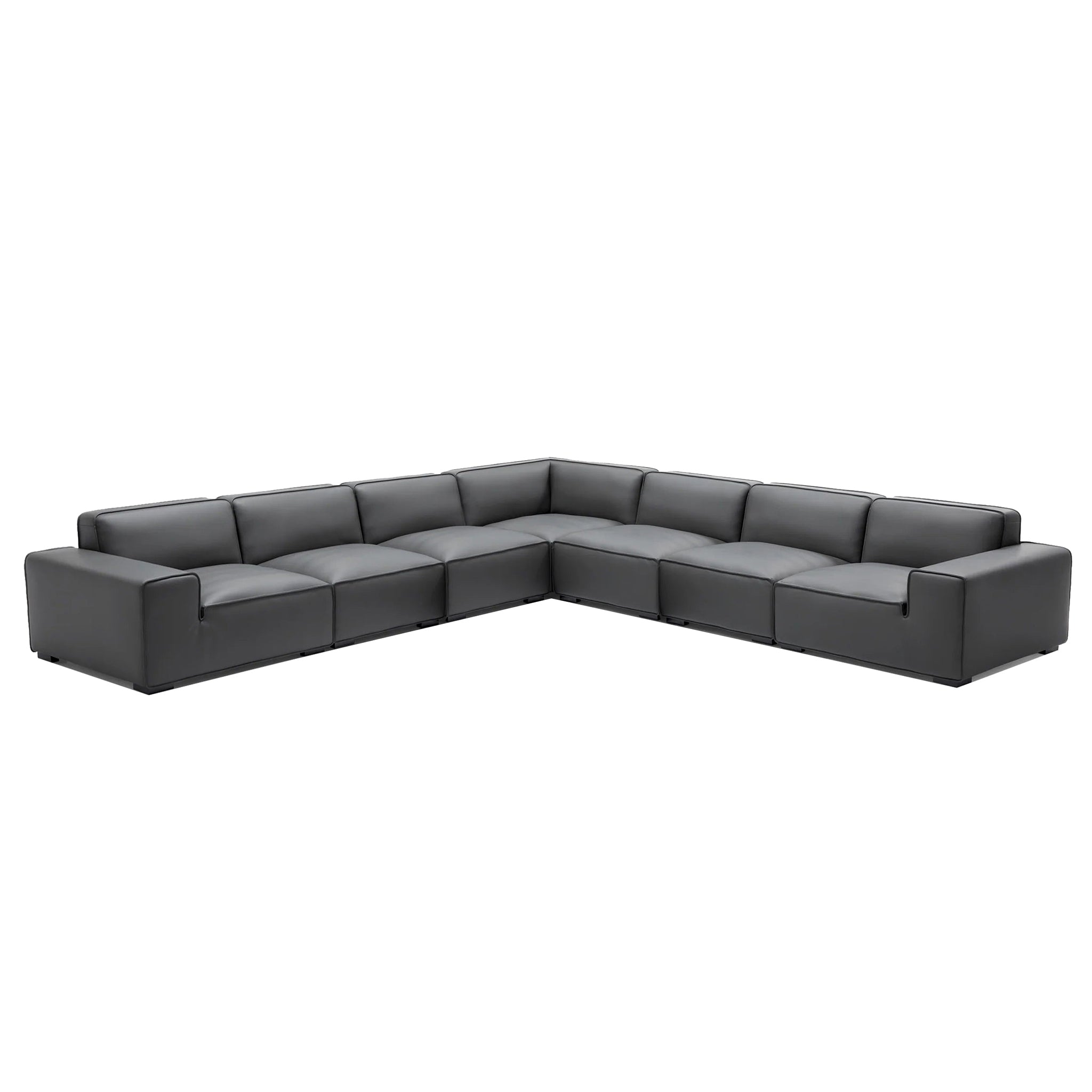 Domus Modular Beige Leather L-Shaped Sectional