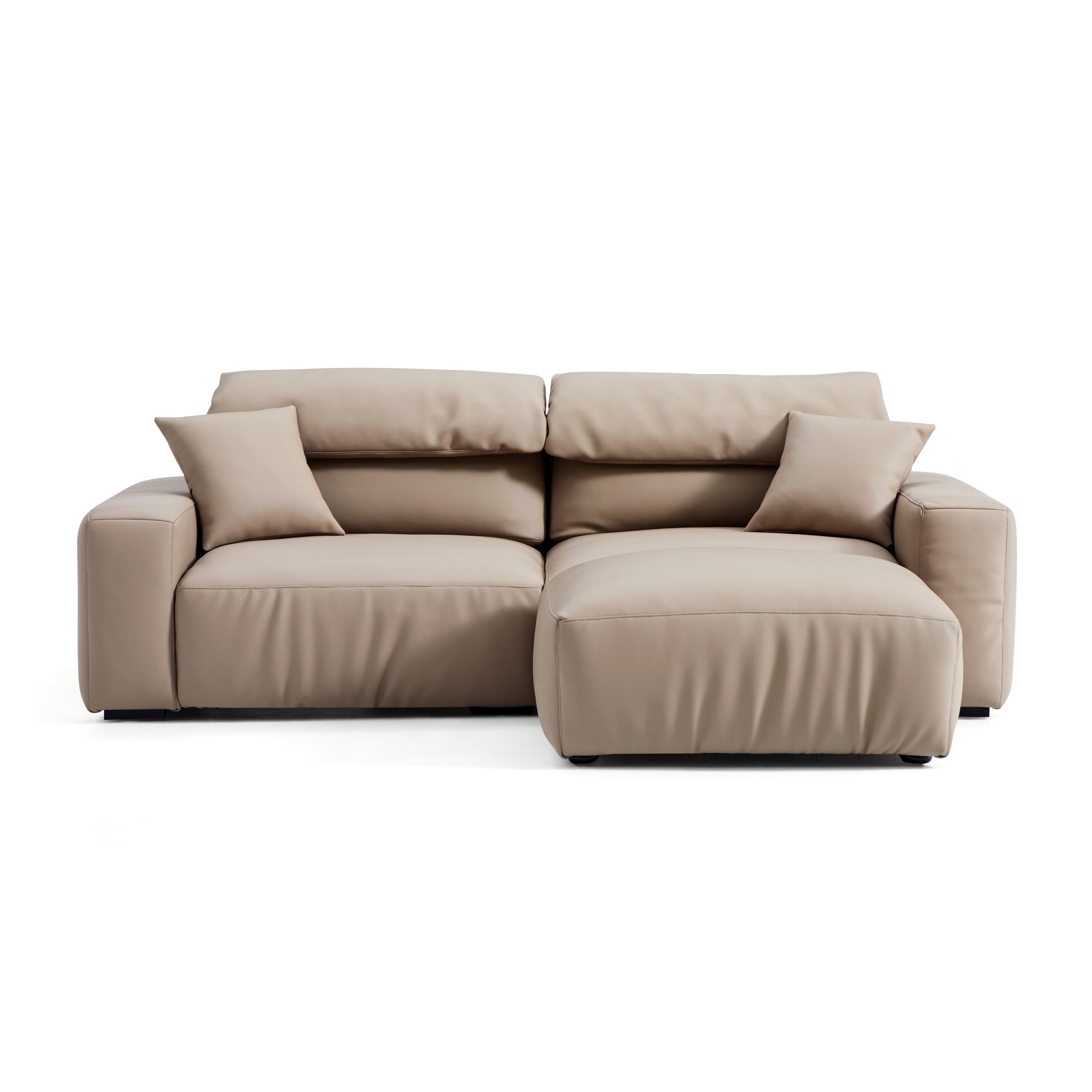 Chestnut Khaki Leather Sofa and Ottoman