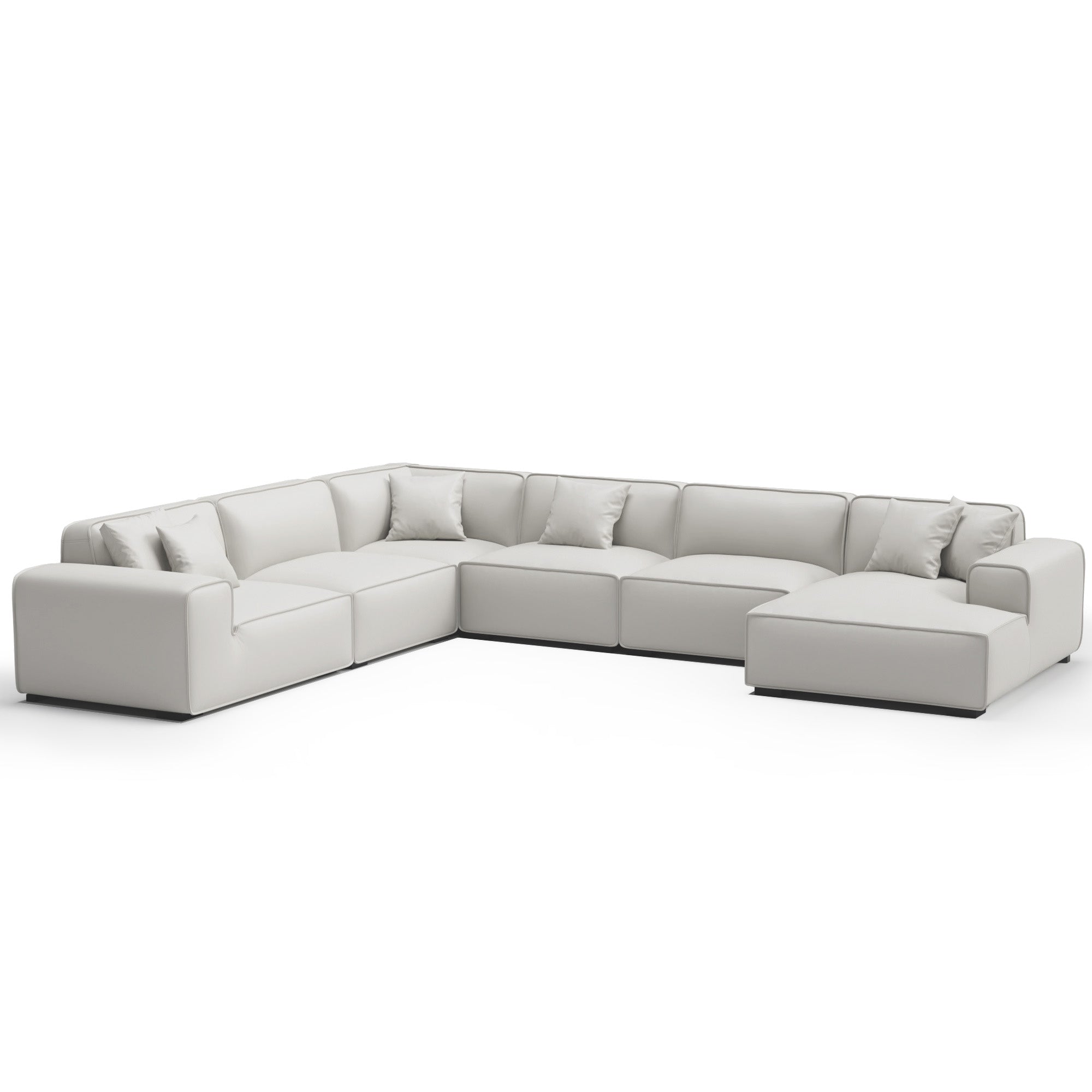 Domus Modular Black Leather U-Shaped Sectional