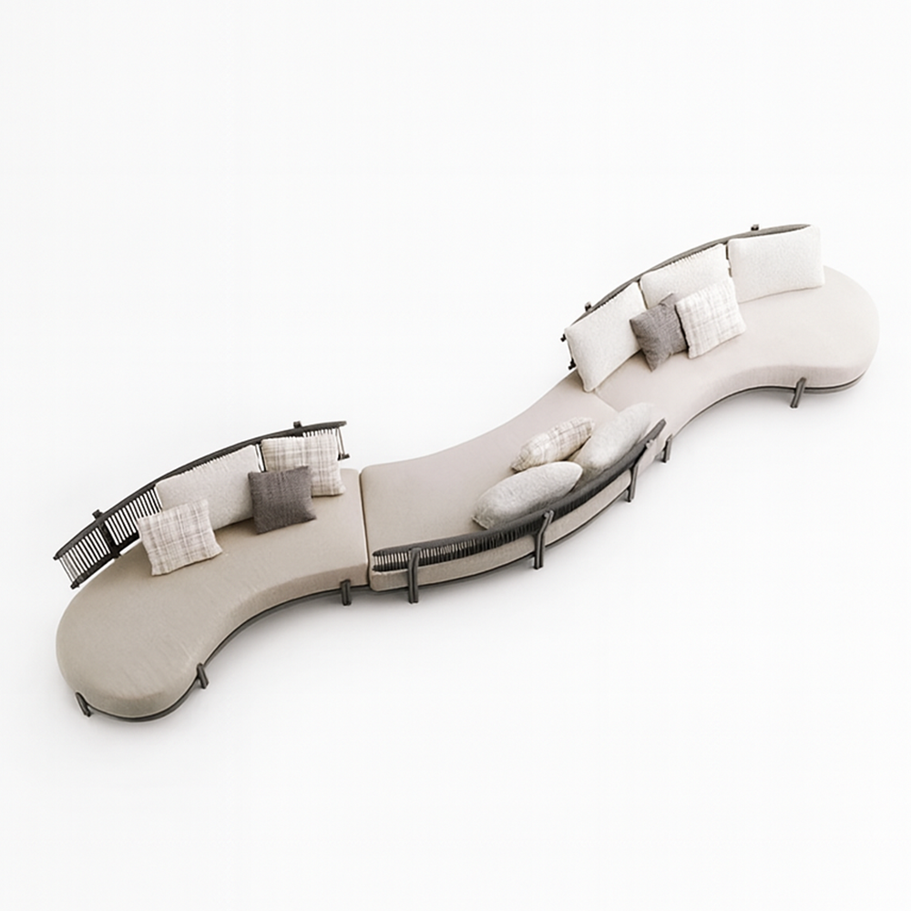 Maui Outdoor Curved Wicker Sectional Sofa Set