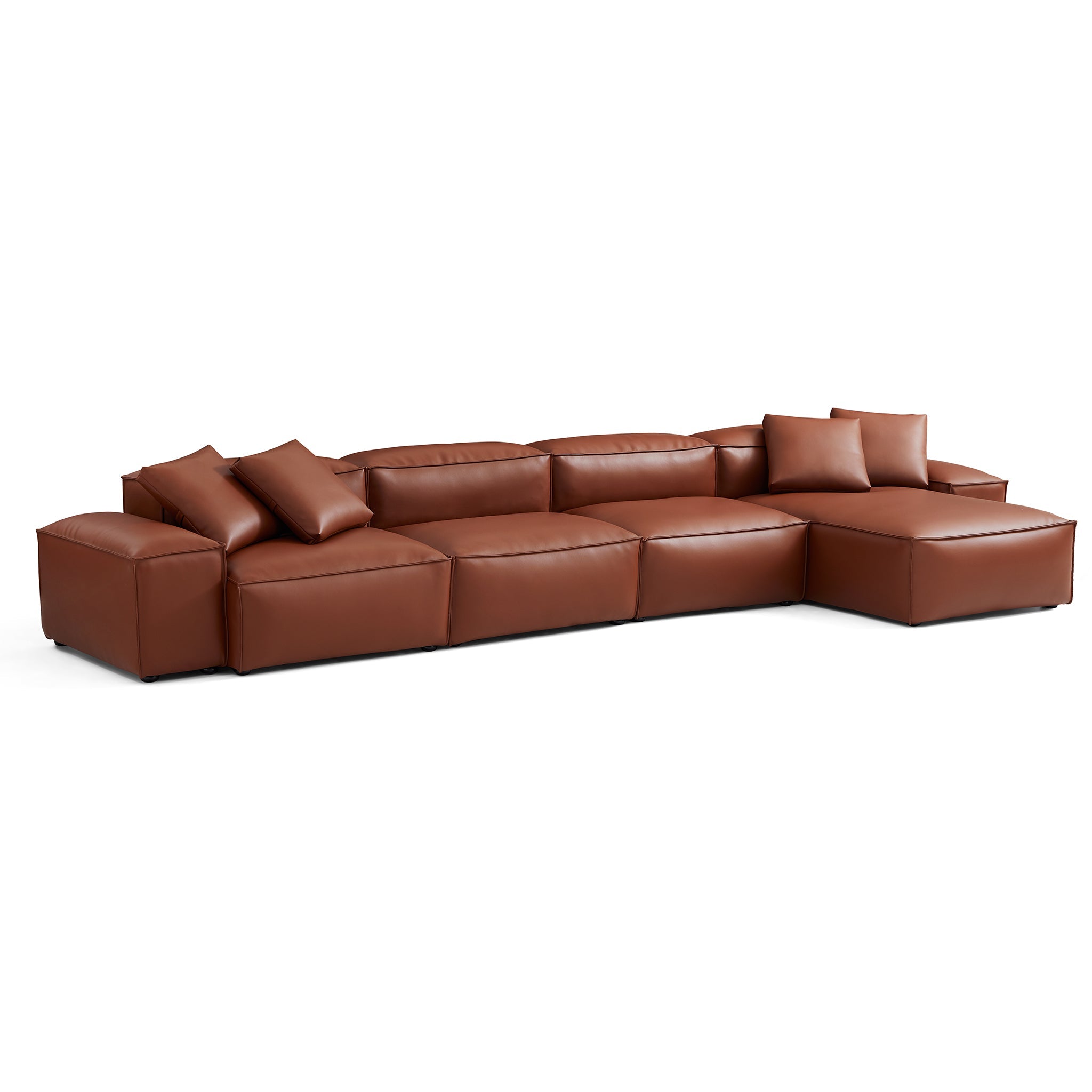 Cube Modular Brown Genuine Leather Sectional