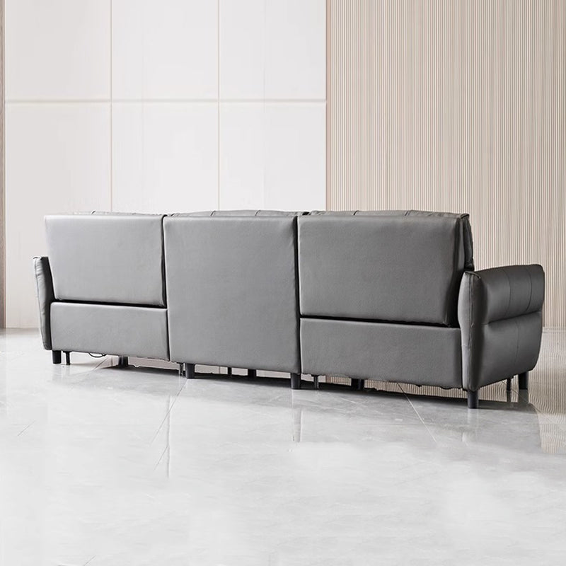 Lattice Charcoal Gray Leathaire Modular Recliner Sofa