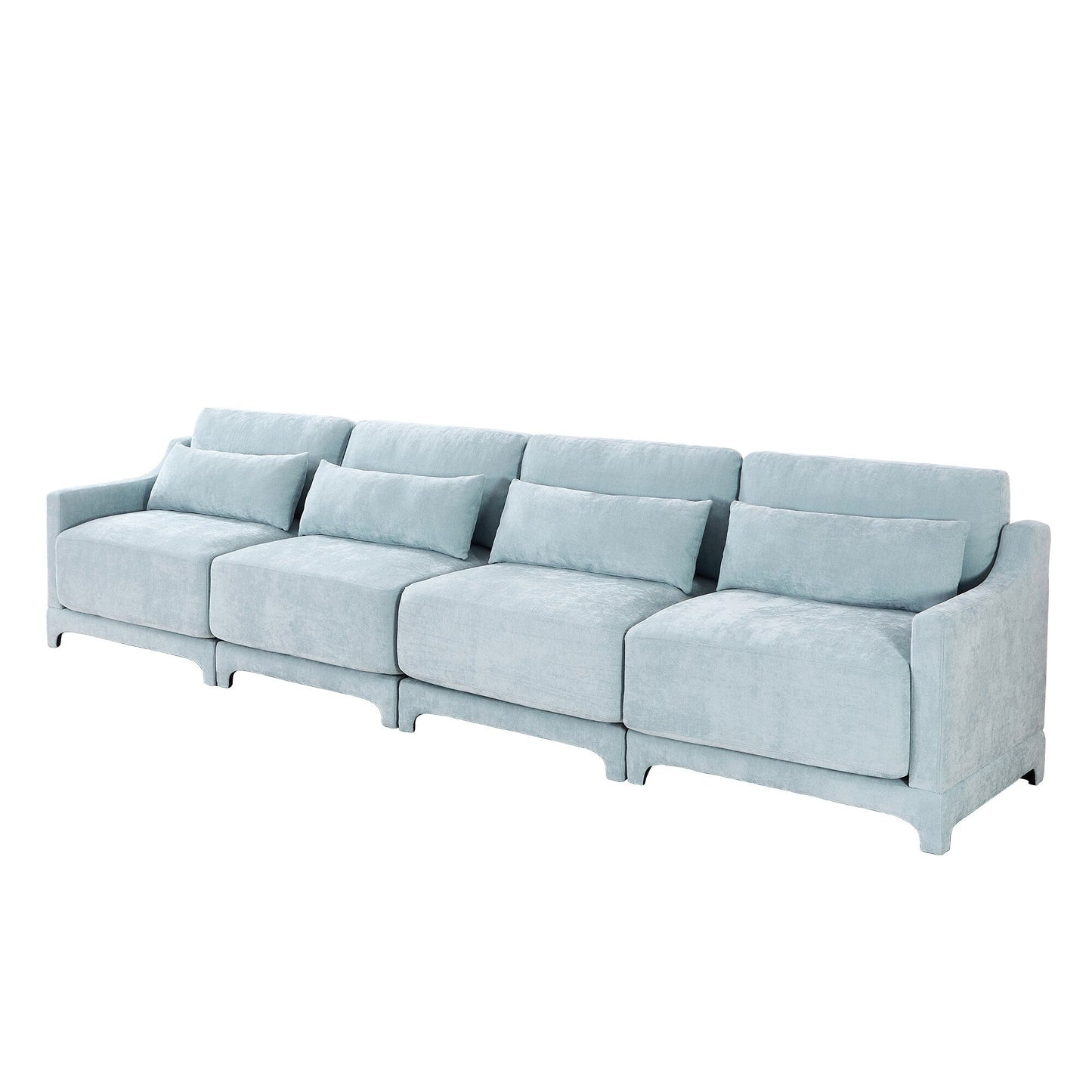 Canapé 6 places en chenille 141,7 avec base ergonomique en bois et éponge haute résilience pour le salon