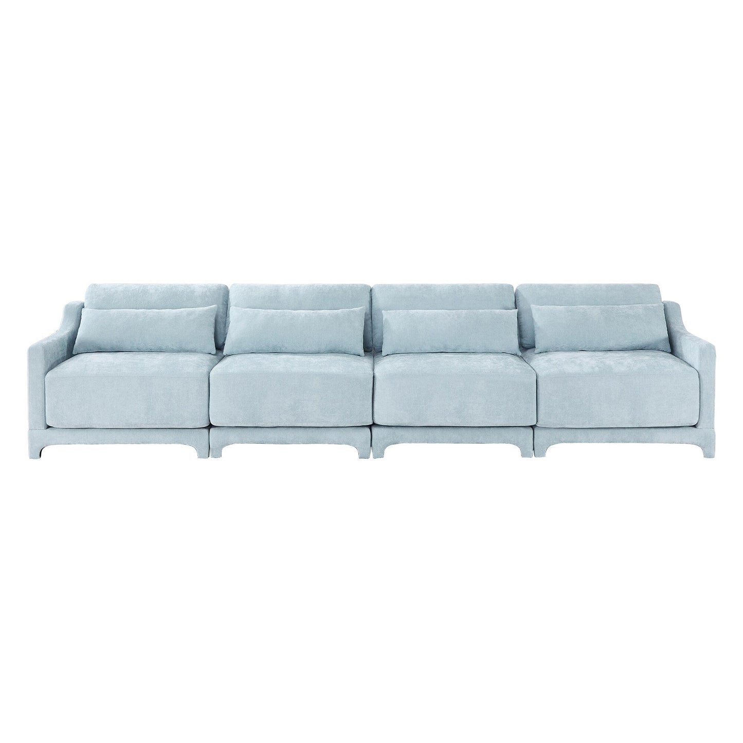 Canapé 6 places en chenille 141,7 avec base ergonomique en bois et éponge haute résilience pour le salon