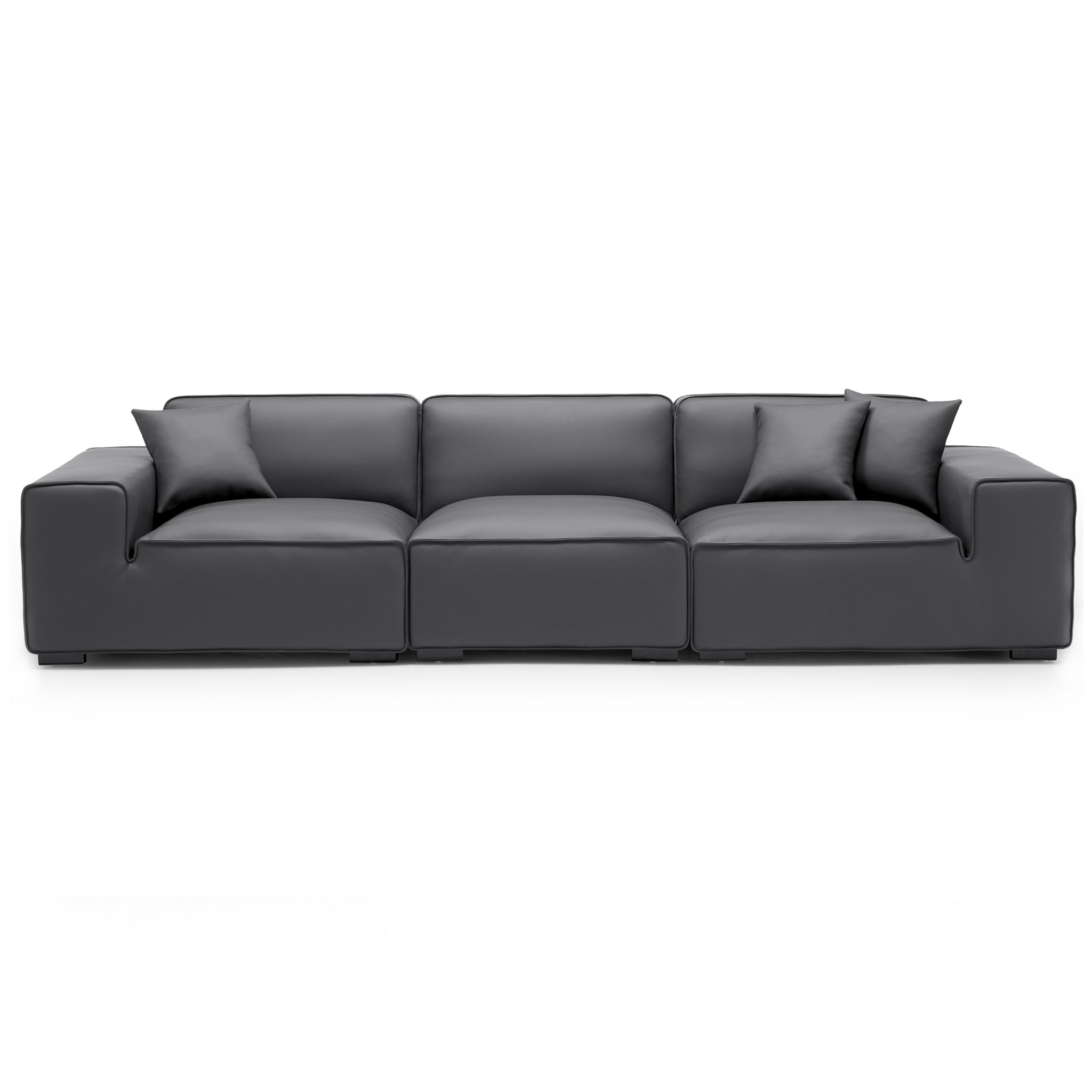 Domus Modular Black Leather Sofa