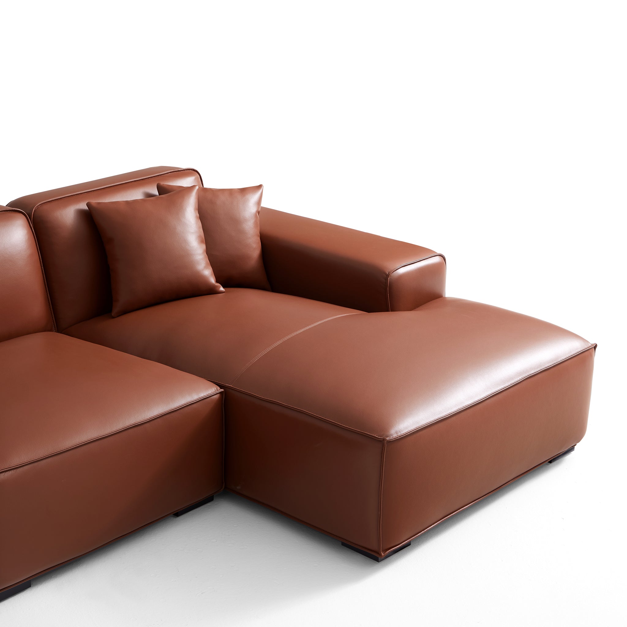 Domus Modular Black Leather U-Shaped Sectional