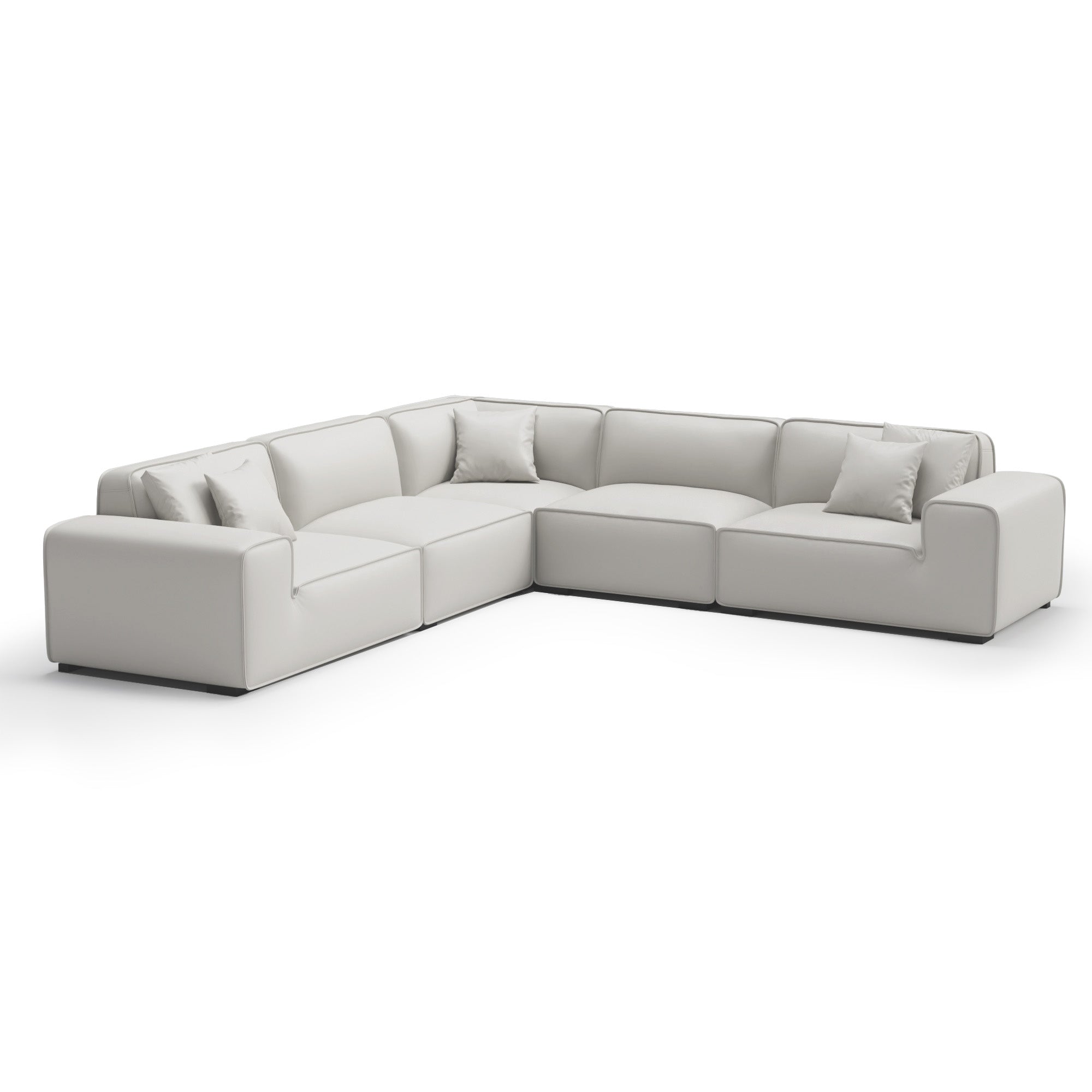 Domus Modular Black Leather L-Shaped Sectional