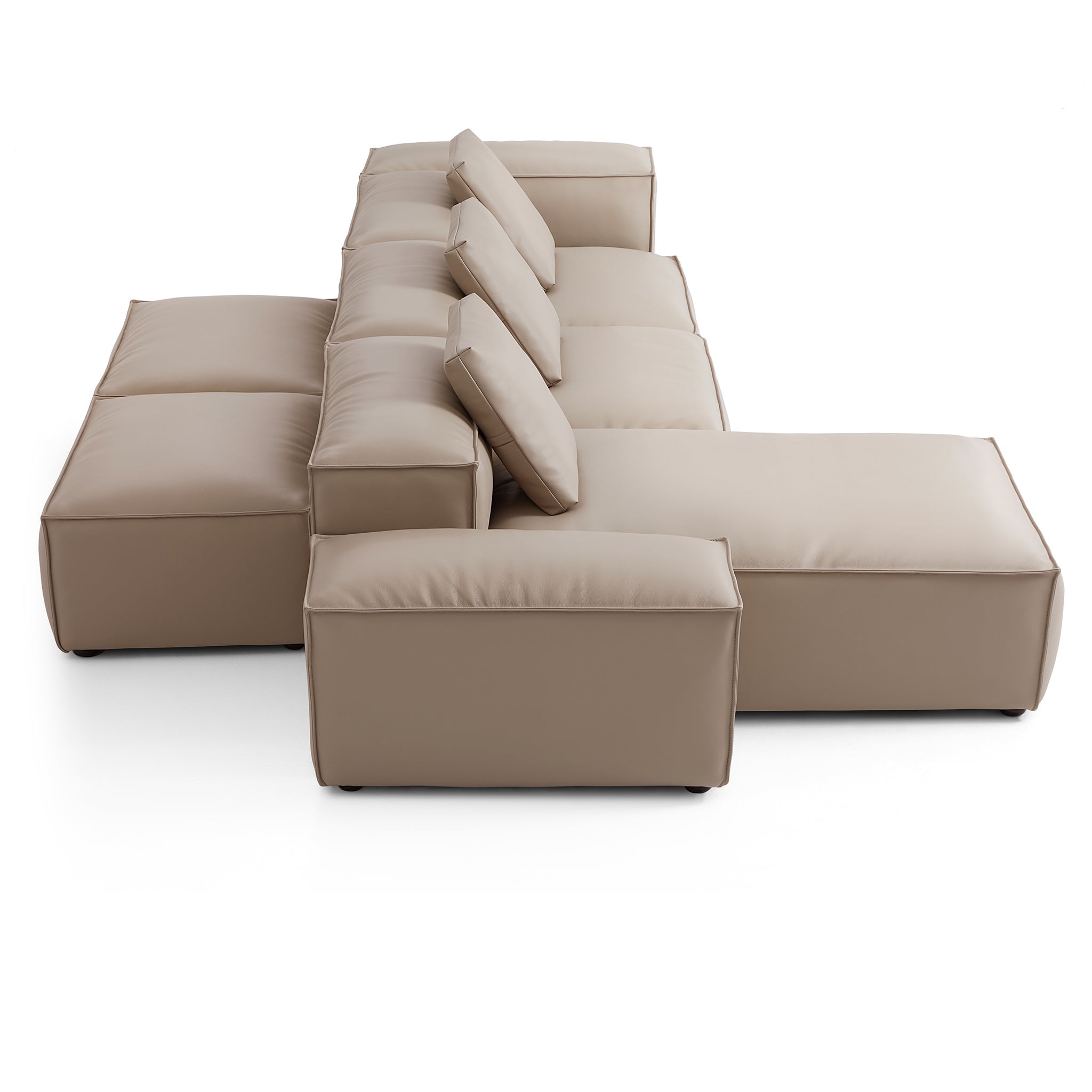 Cube Modular Brown Genuine Leather Double-Sided Sectional