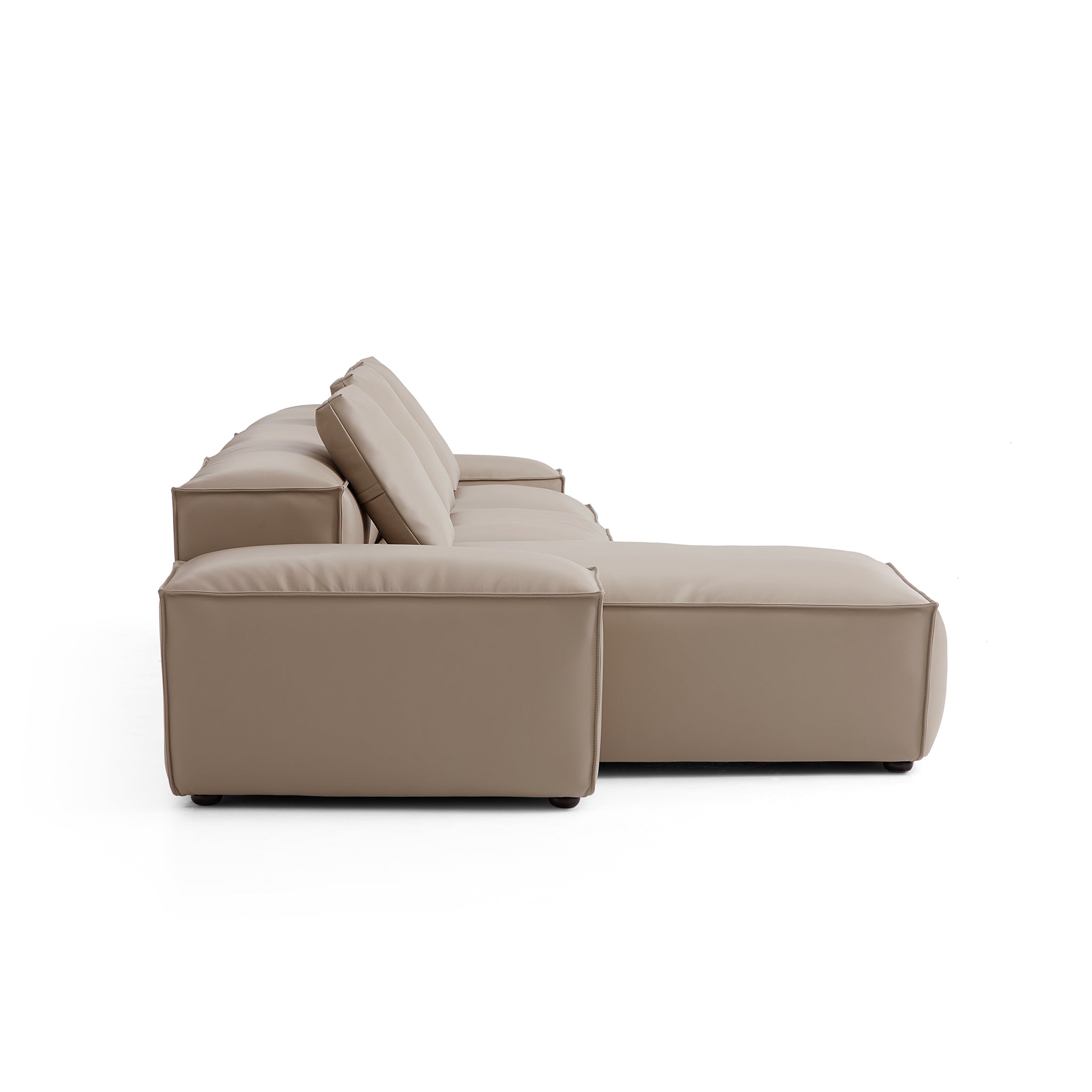 Cube Modular Beige Genuine Leather Sectional